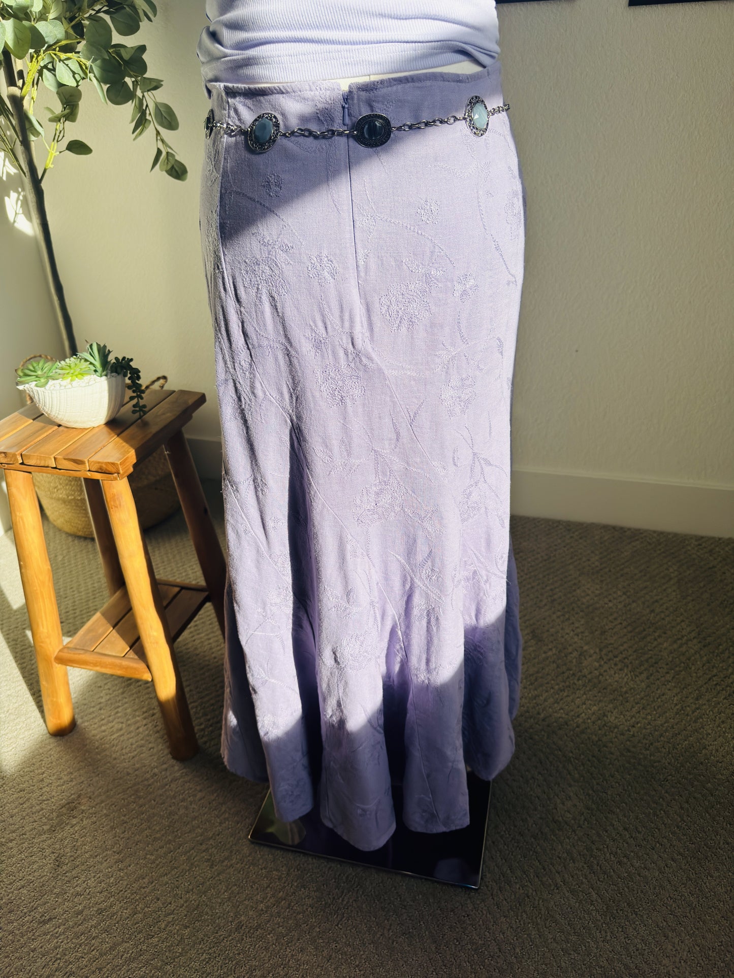Christopher & Banks Lavender Embroidered Linen Blend Maxi Skirt - Size 12