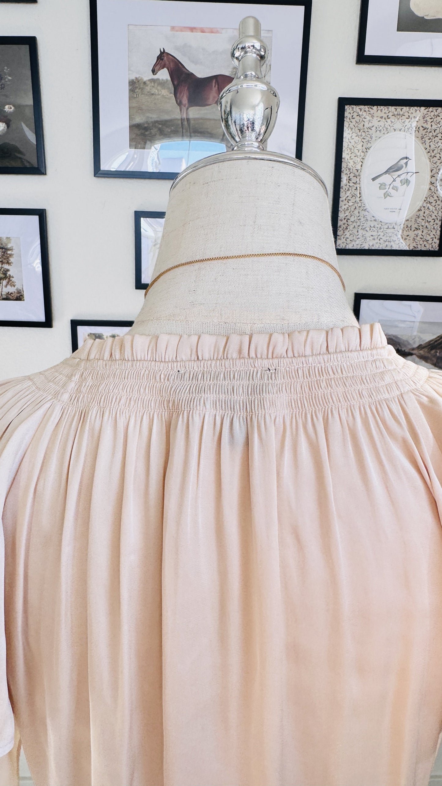 PAIGE Blush Satin Smocked Flutter Sleeve Blouse - Size S