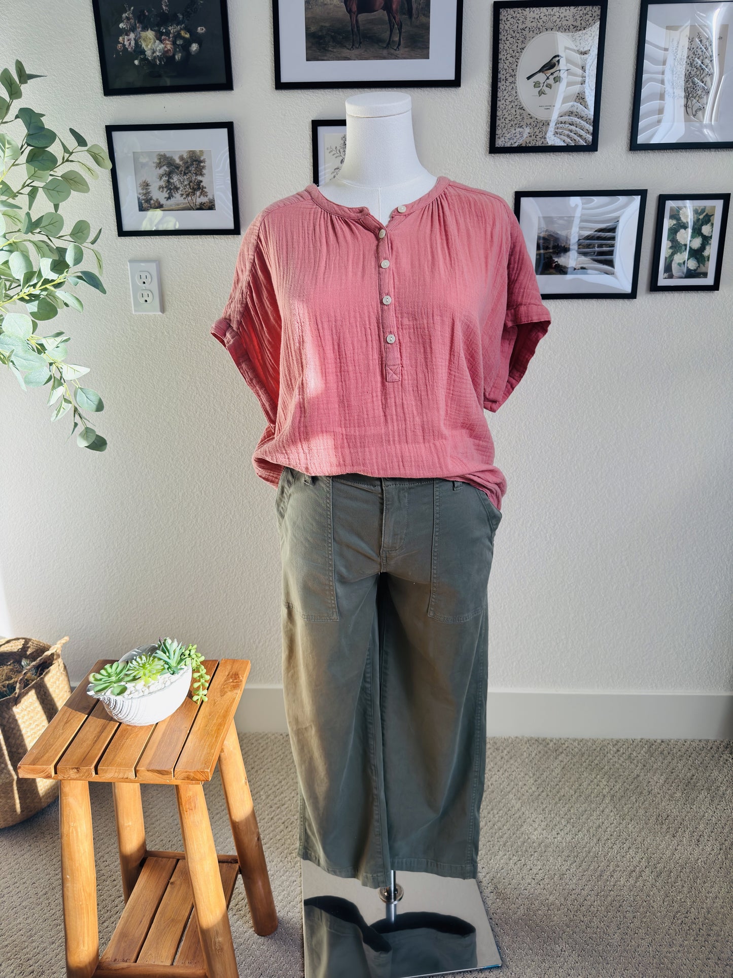 Liverpool Los Angeles Olive Green Wide Leg Utility Pants Size 10