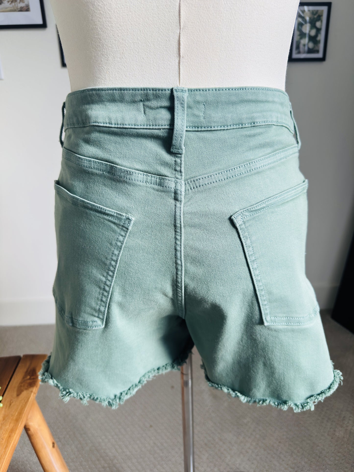 LC Lauren Conrad Sage Green Distressed Denim Shorts Size 14
