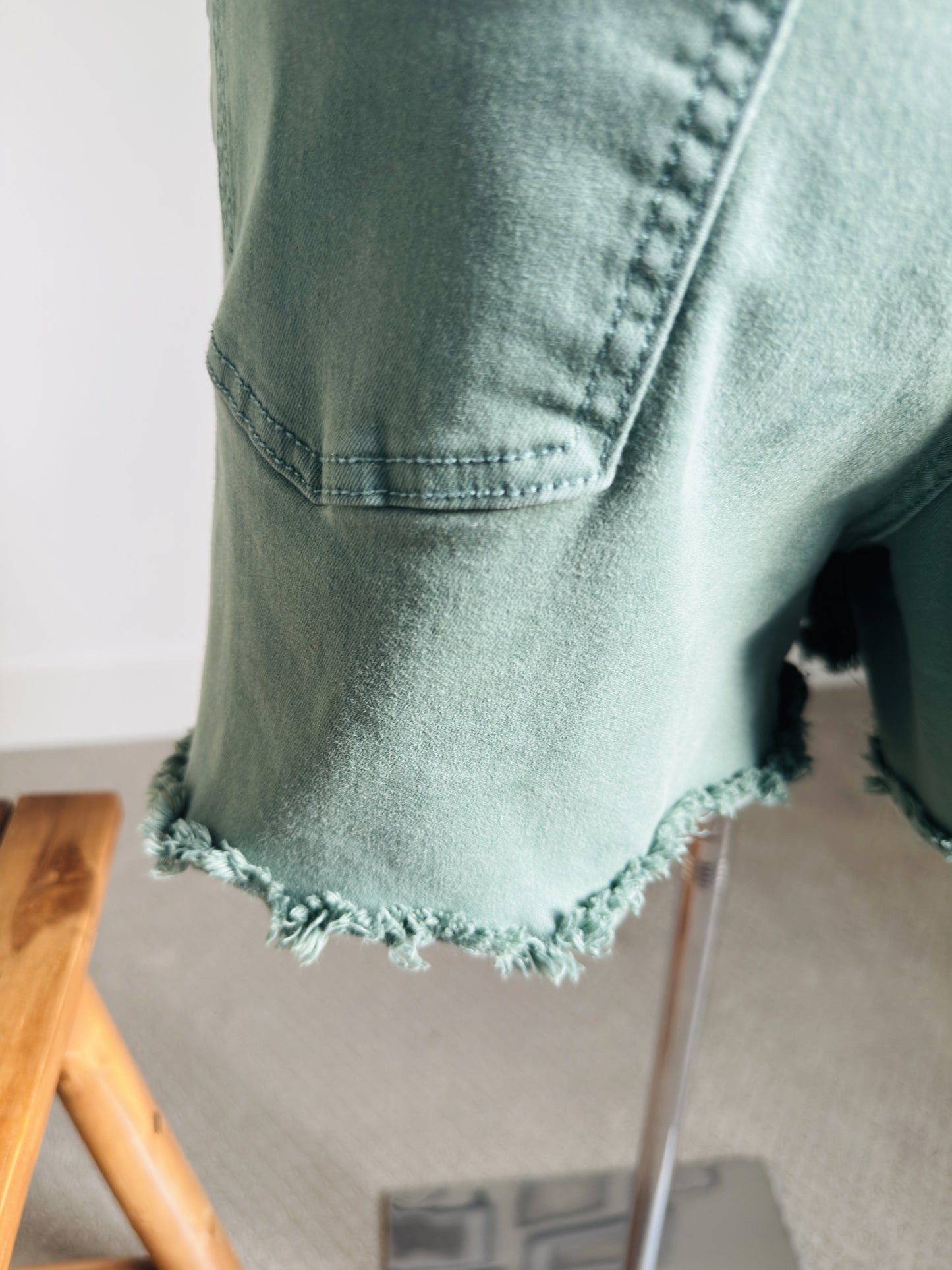 LC Lauren Conrad Sage Green Distressed Denim Shorts Size 14