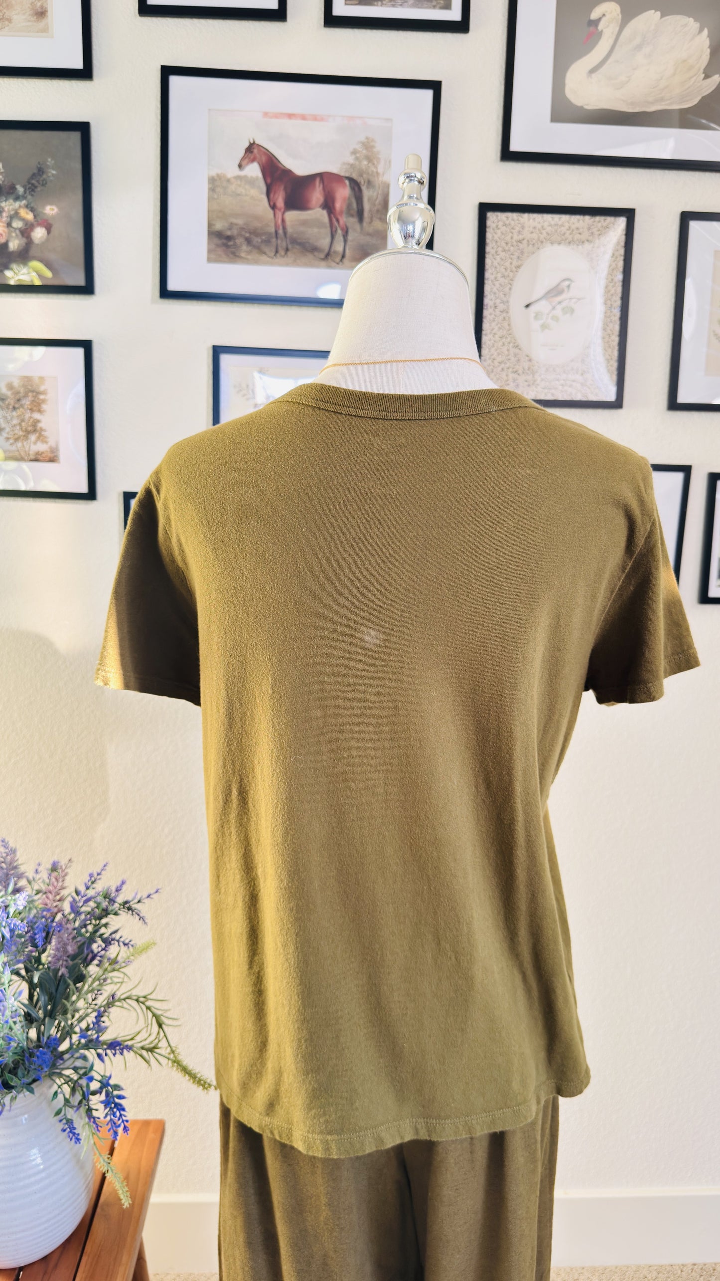 Old Navy Olive Green 'Roam Free' Graphic Tee - Size S Petite