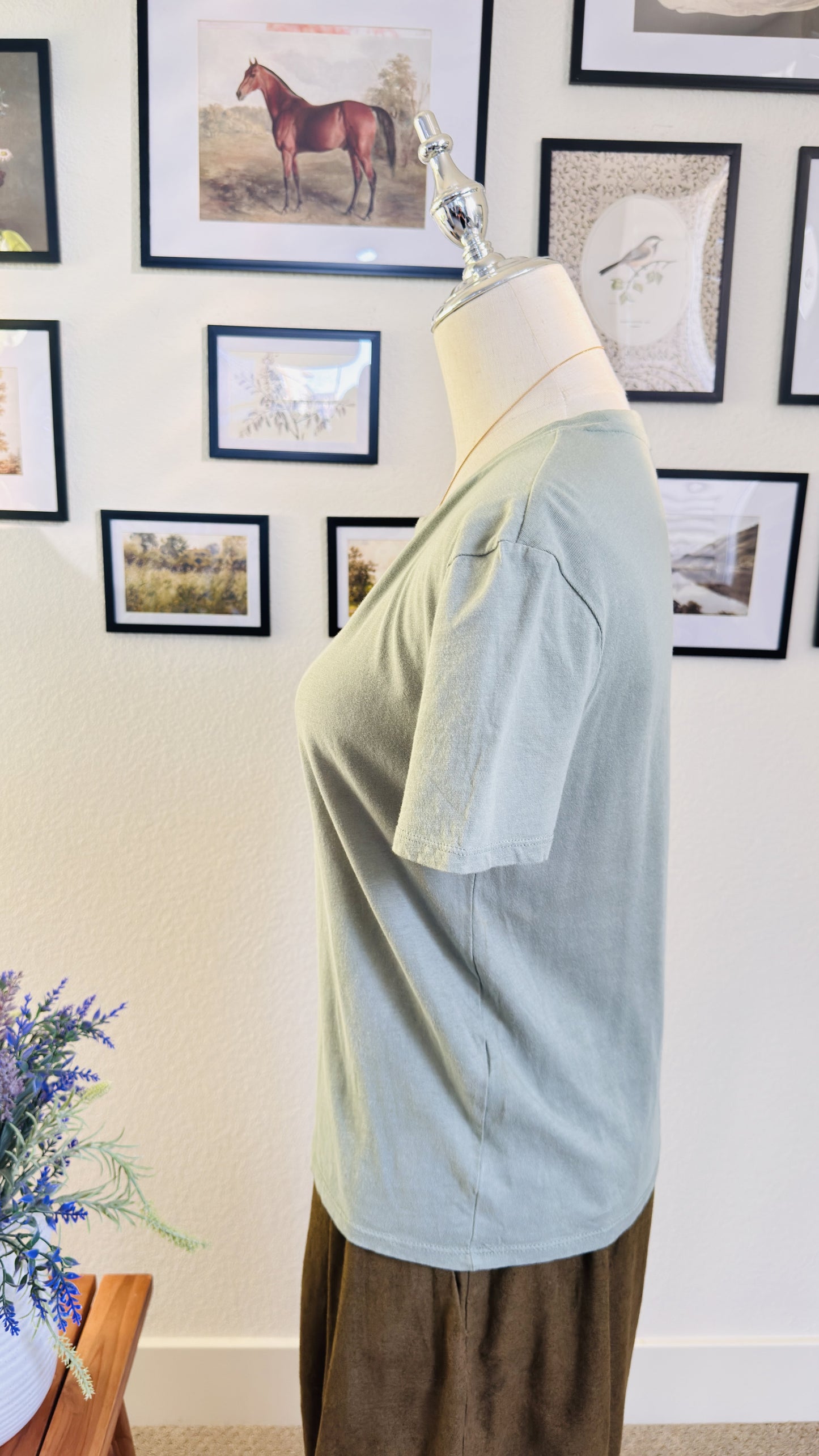 ZARA Sage Green Crewneck Short Sleeve T-Shirt - Size S