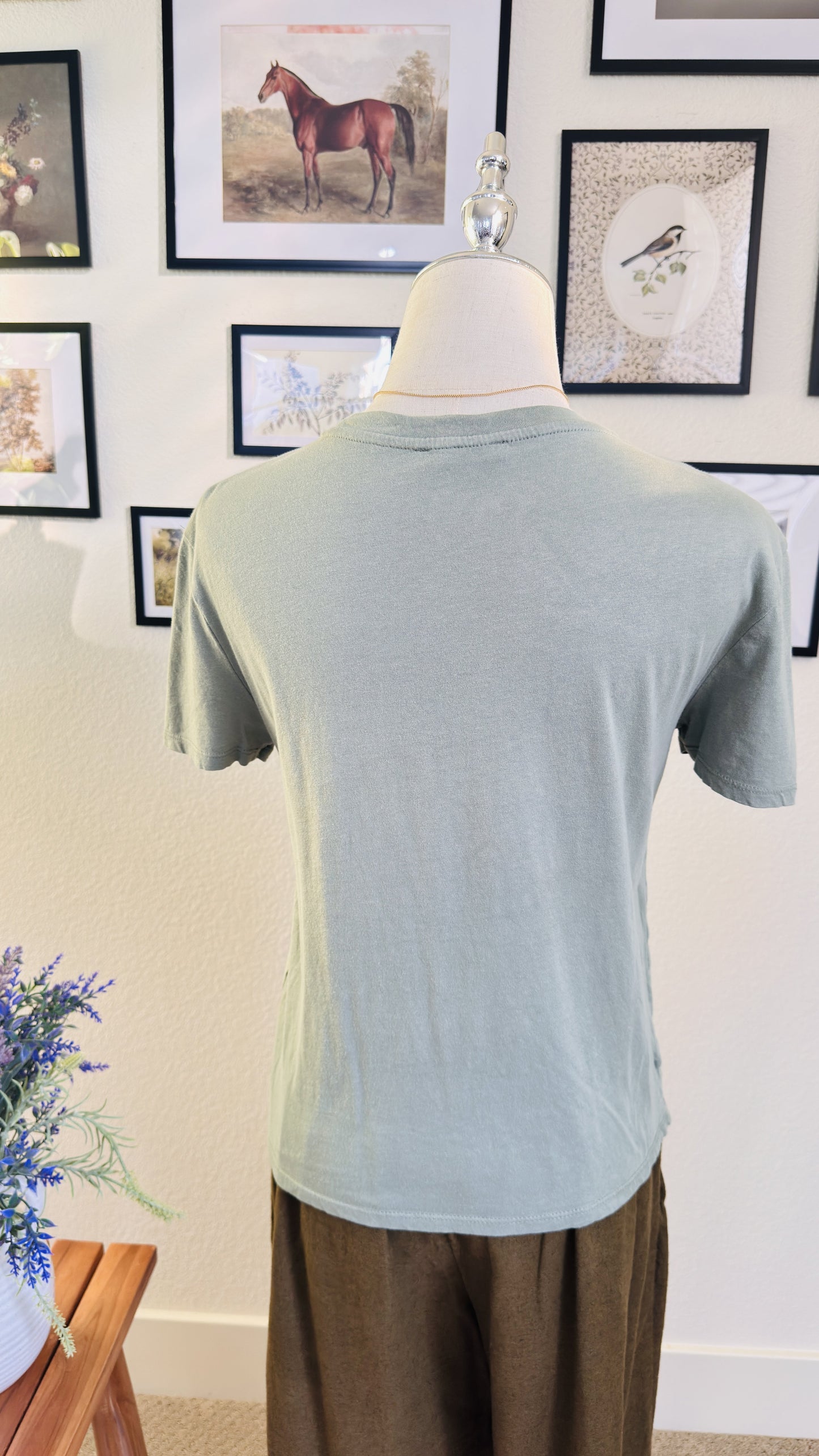 ZARA Sage Green Crewneck Short Sleeve T-Shirt - Size S