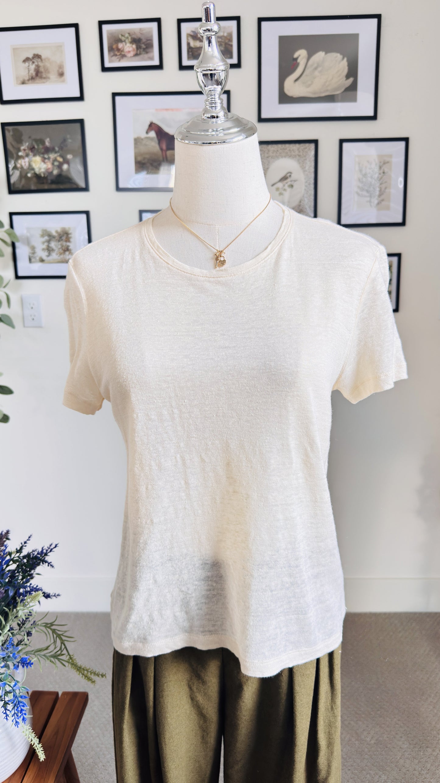 J.Crew Cream Short Sleeve Linen Tee - Size XS