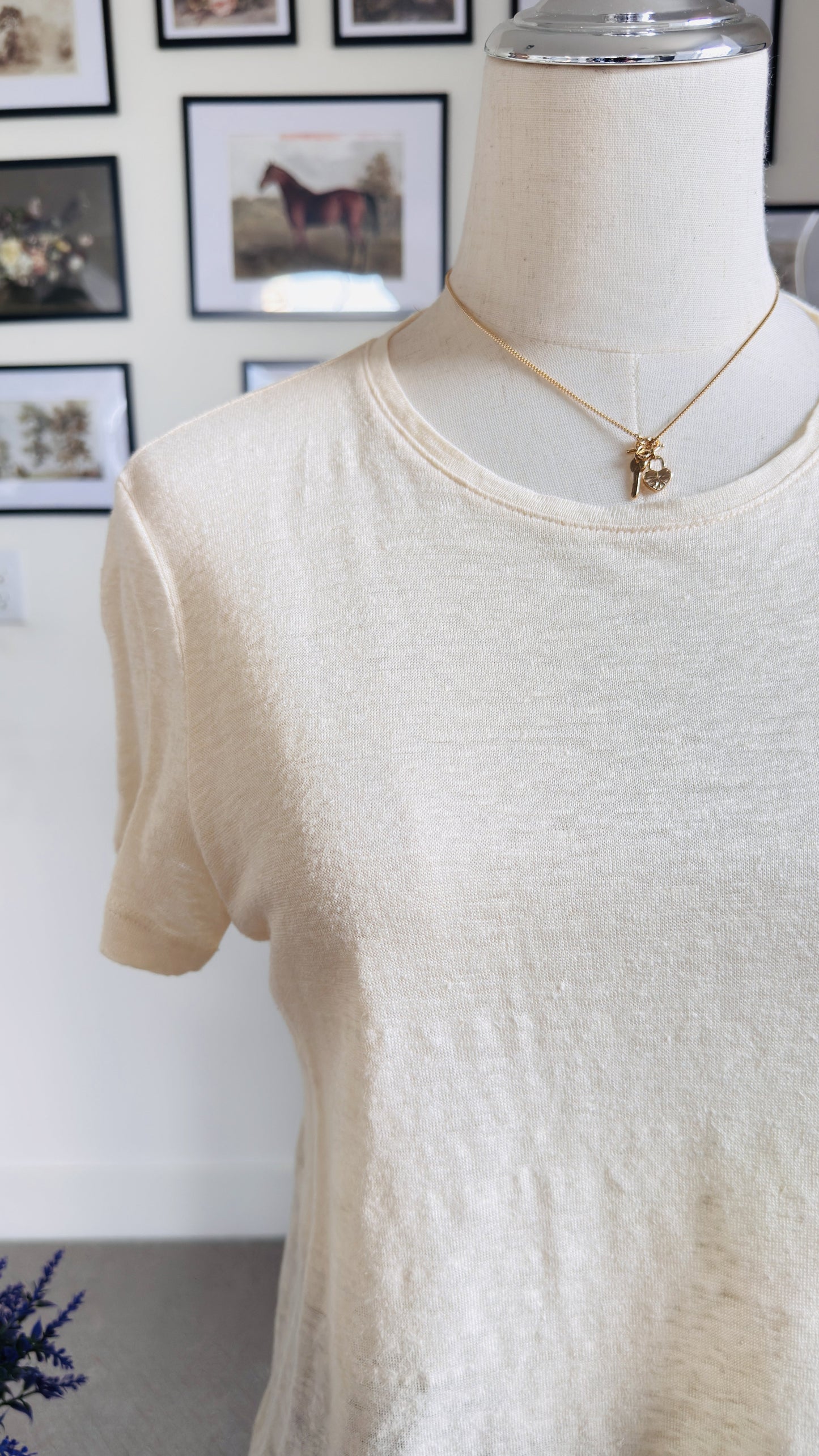 J.Crew Cream Short Sleeve Linen Tee - Size XS