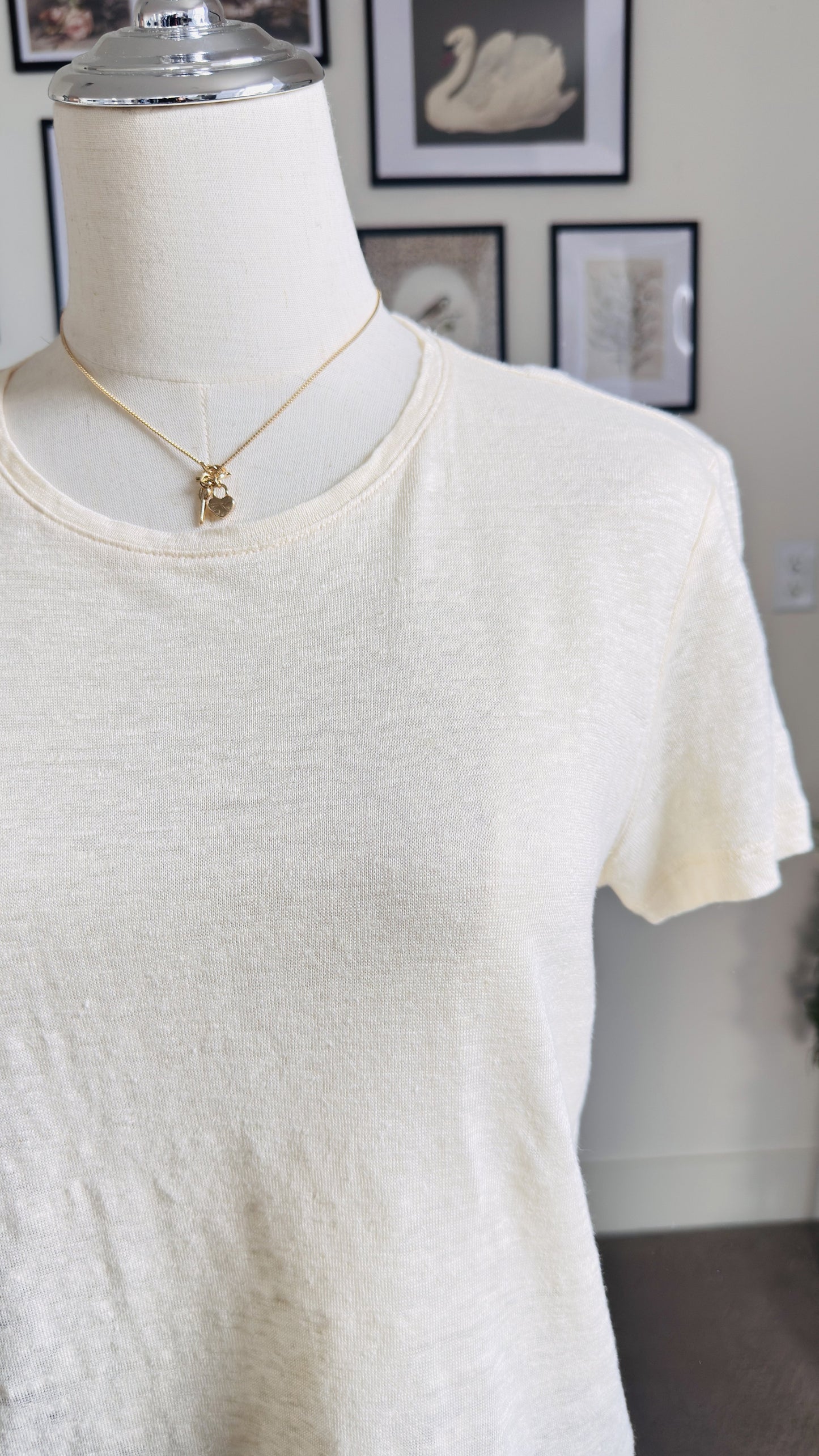 J.Crew Cream Short Sleeve Linen Tee - Size XS