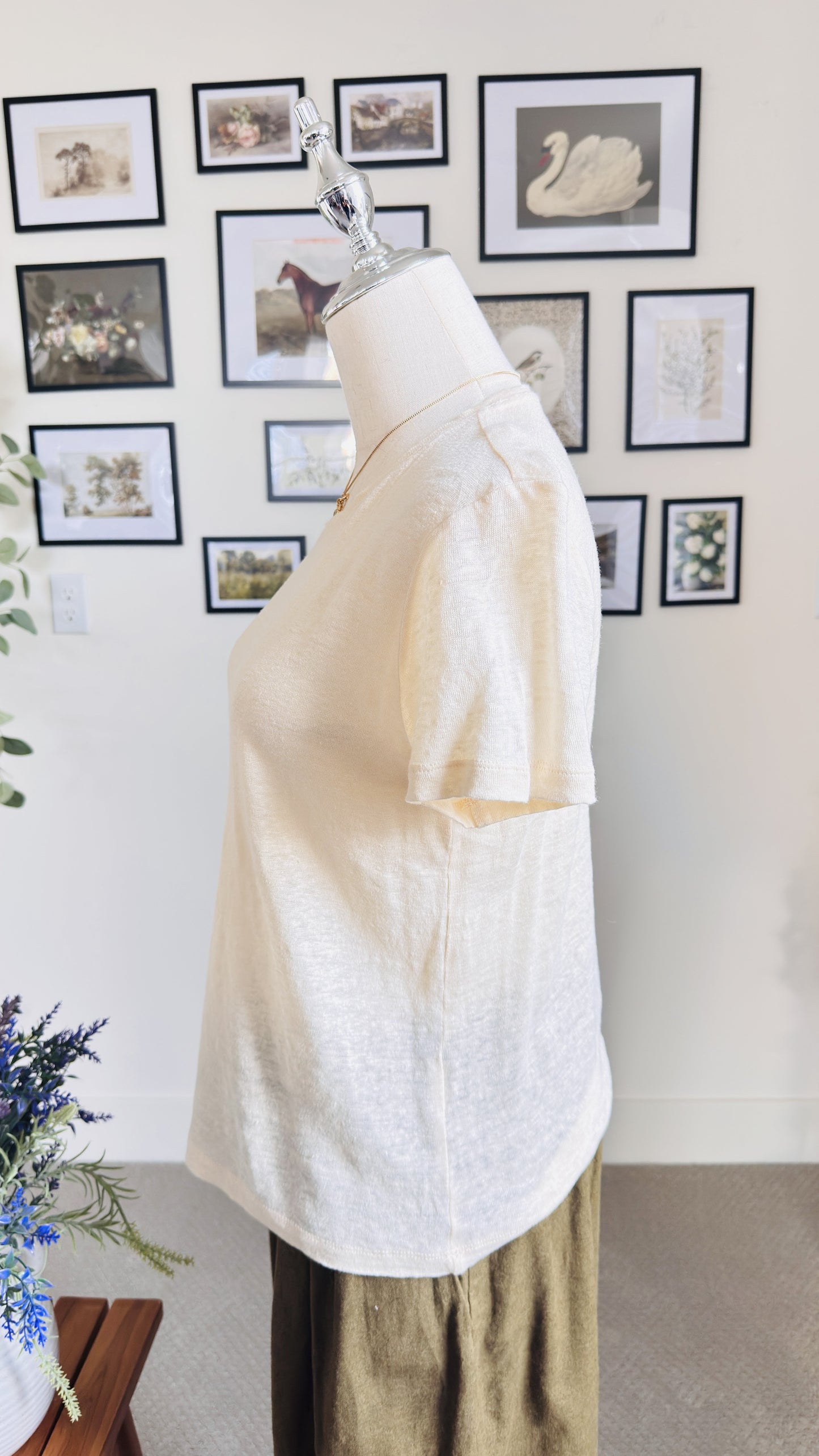 J.Crew Cream Short Sleeve Linen Tee - Size XS