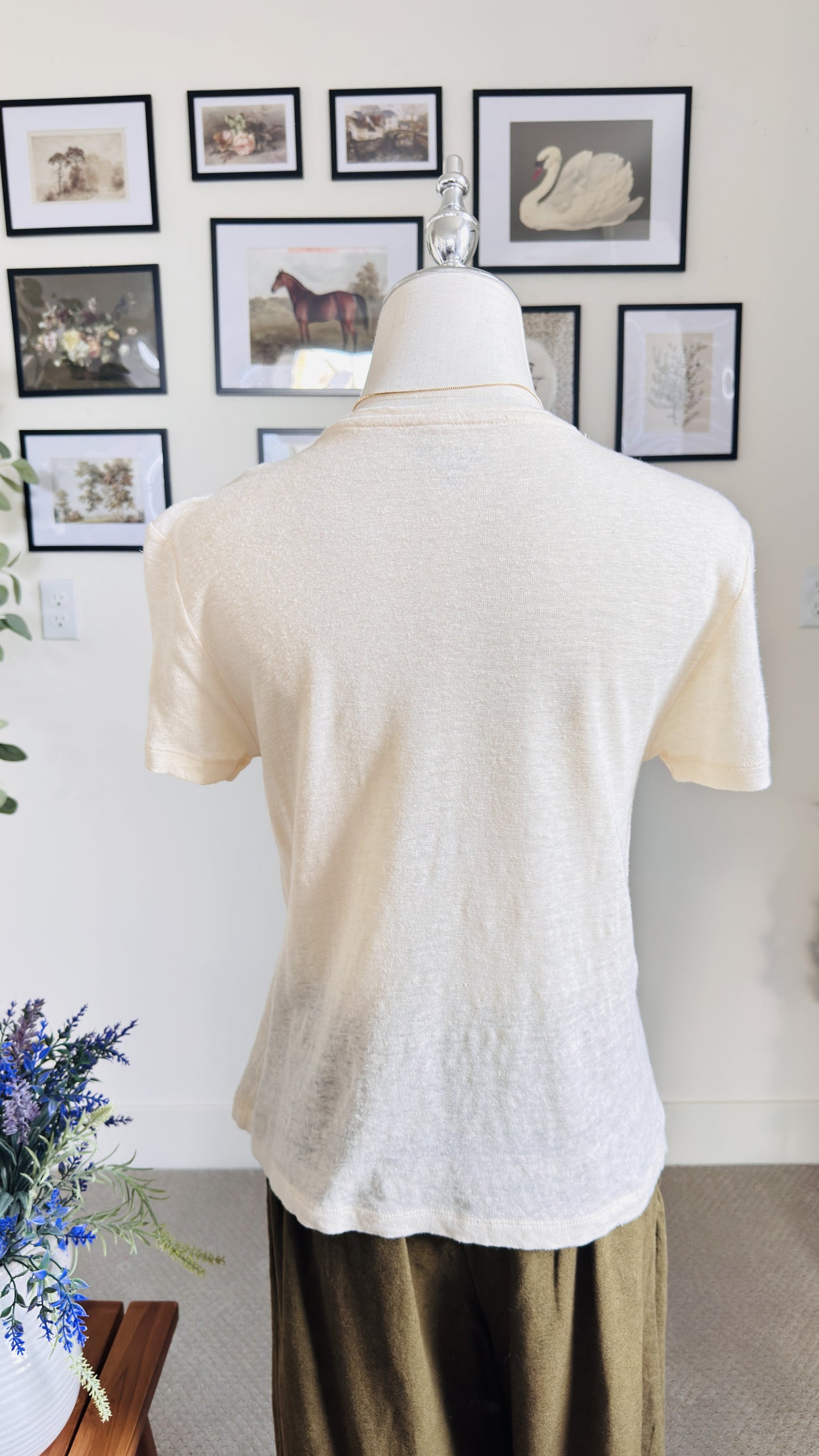 J.Crew Cream Short Sleeve Linen Tee - Size XS
