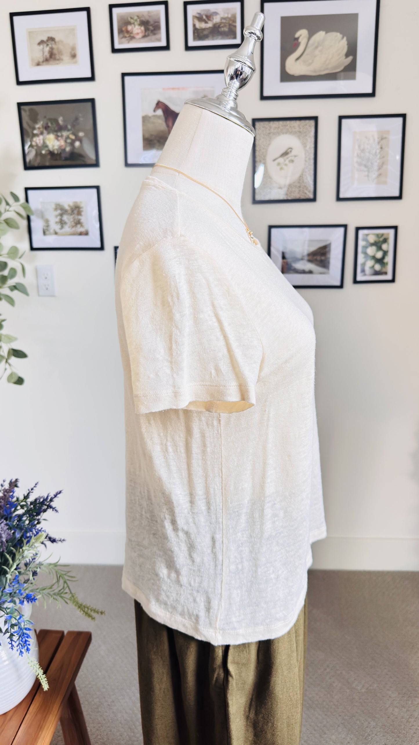 J.Crew Cream Short Sleeve Linen Tee - Size XS