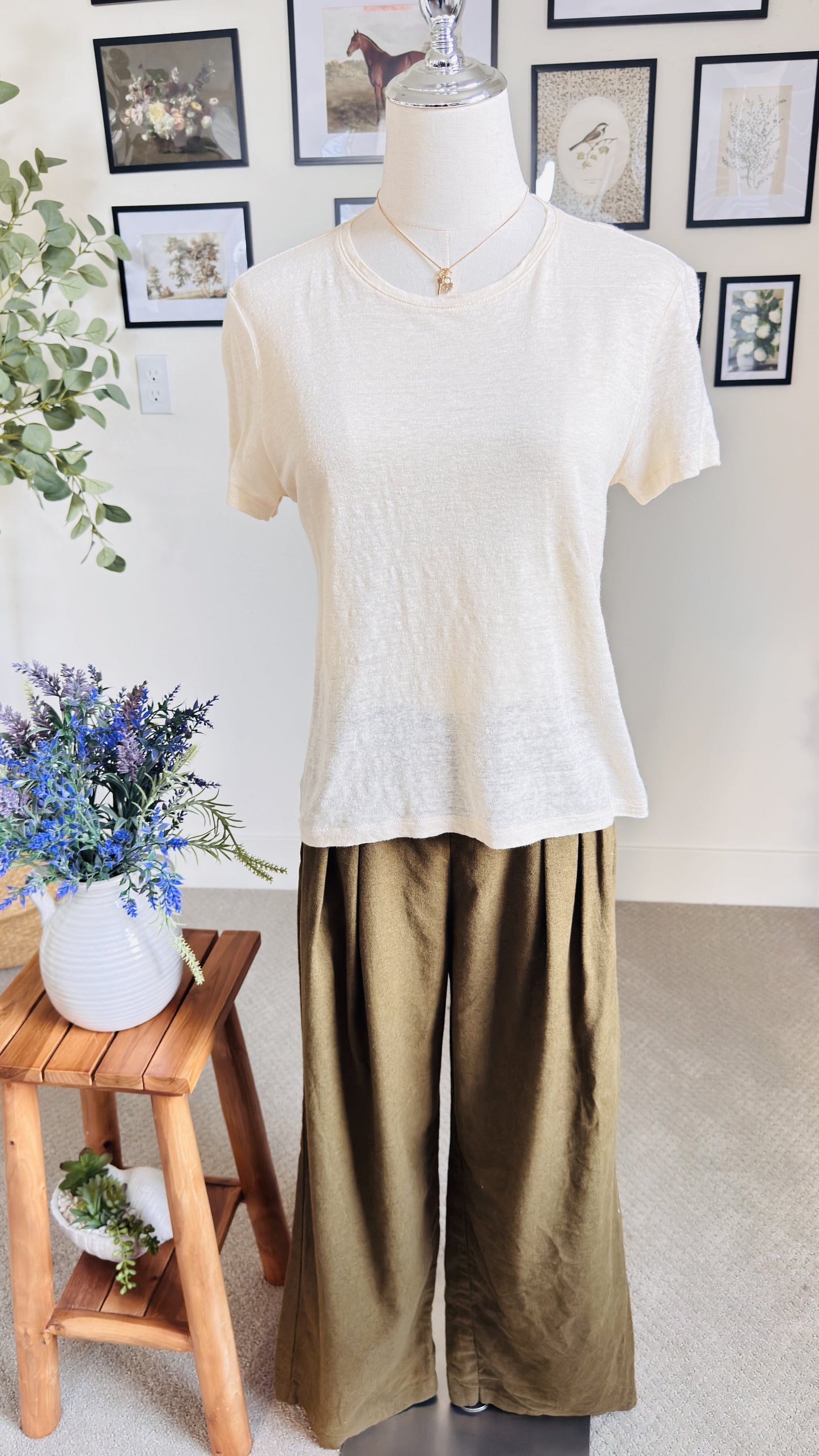 J.Crew Cream Short Sleeve Linen Tee - Size XS