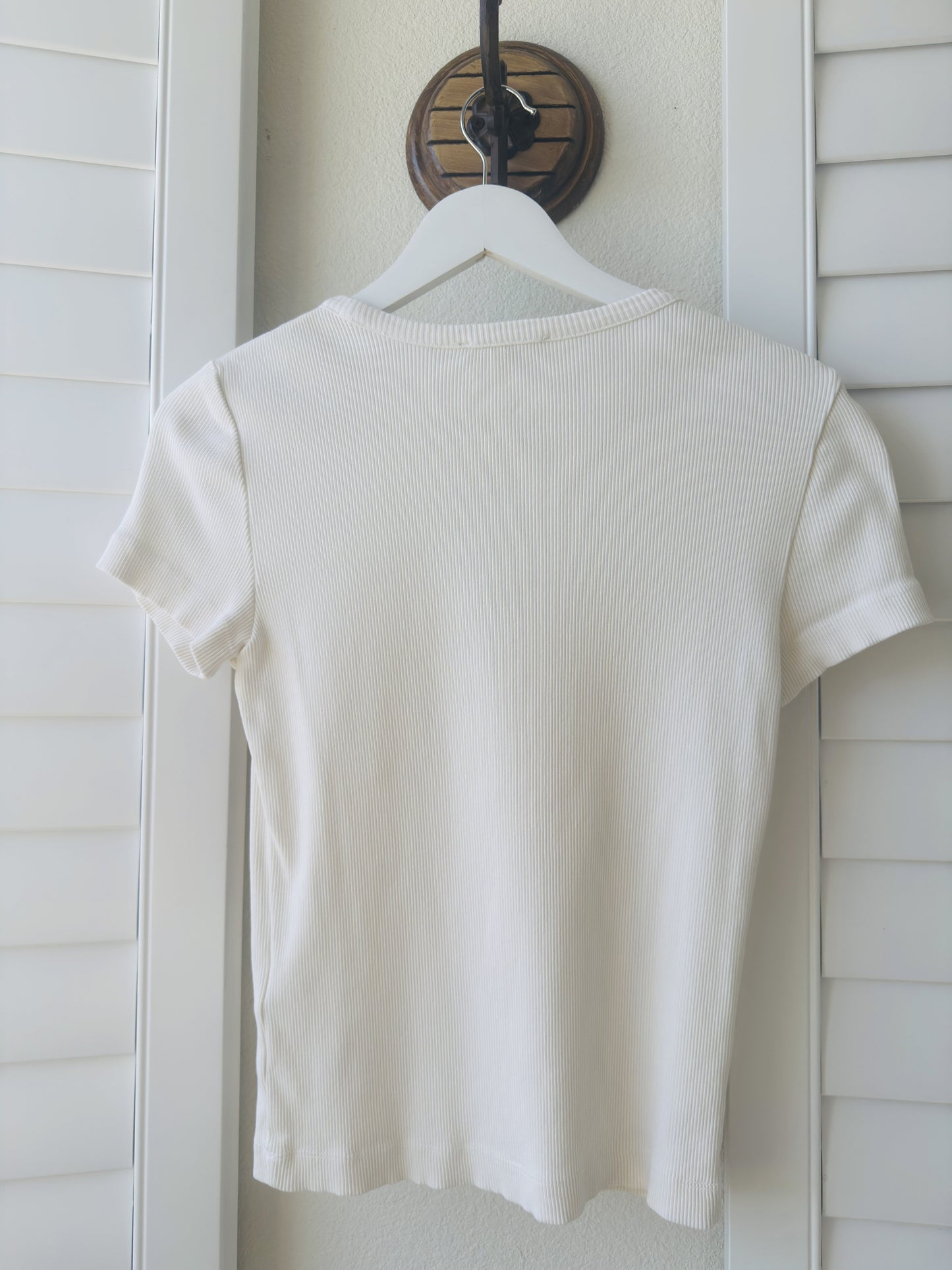 Madewell White Ribbed Pocket Tee - Size M