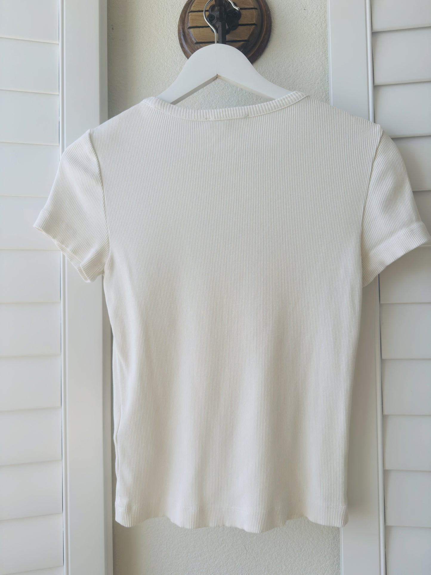 Madewell White Ribbed Pocket Tee - Size M