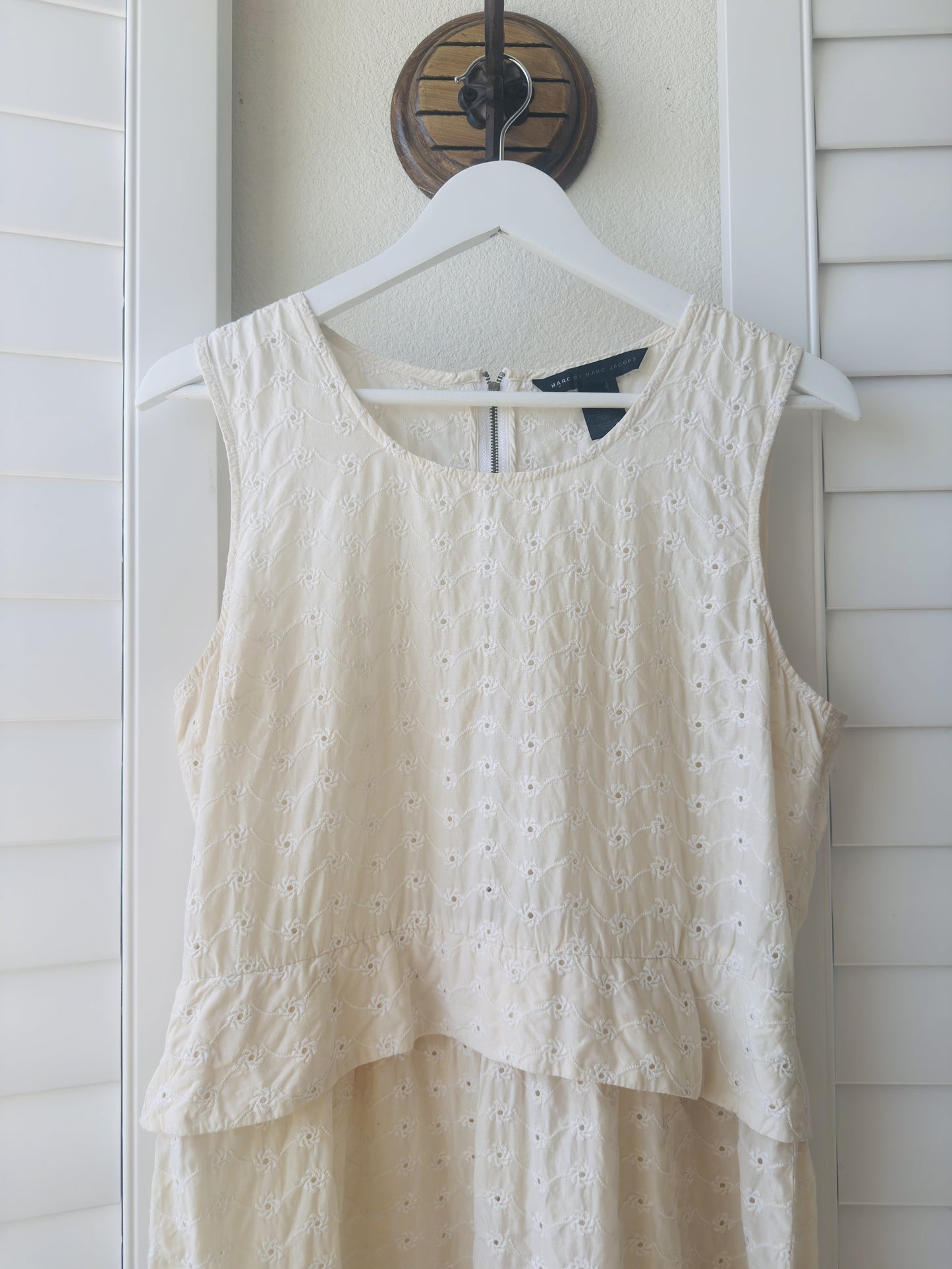 Marc by Marc Jacobs Cream Cotton Eyelet Tiered Dress Size 8