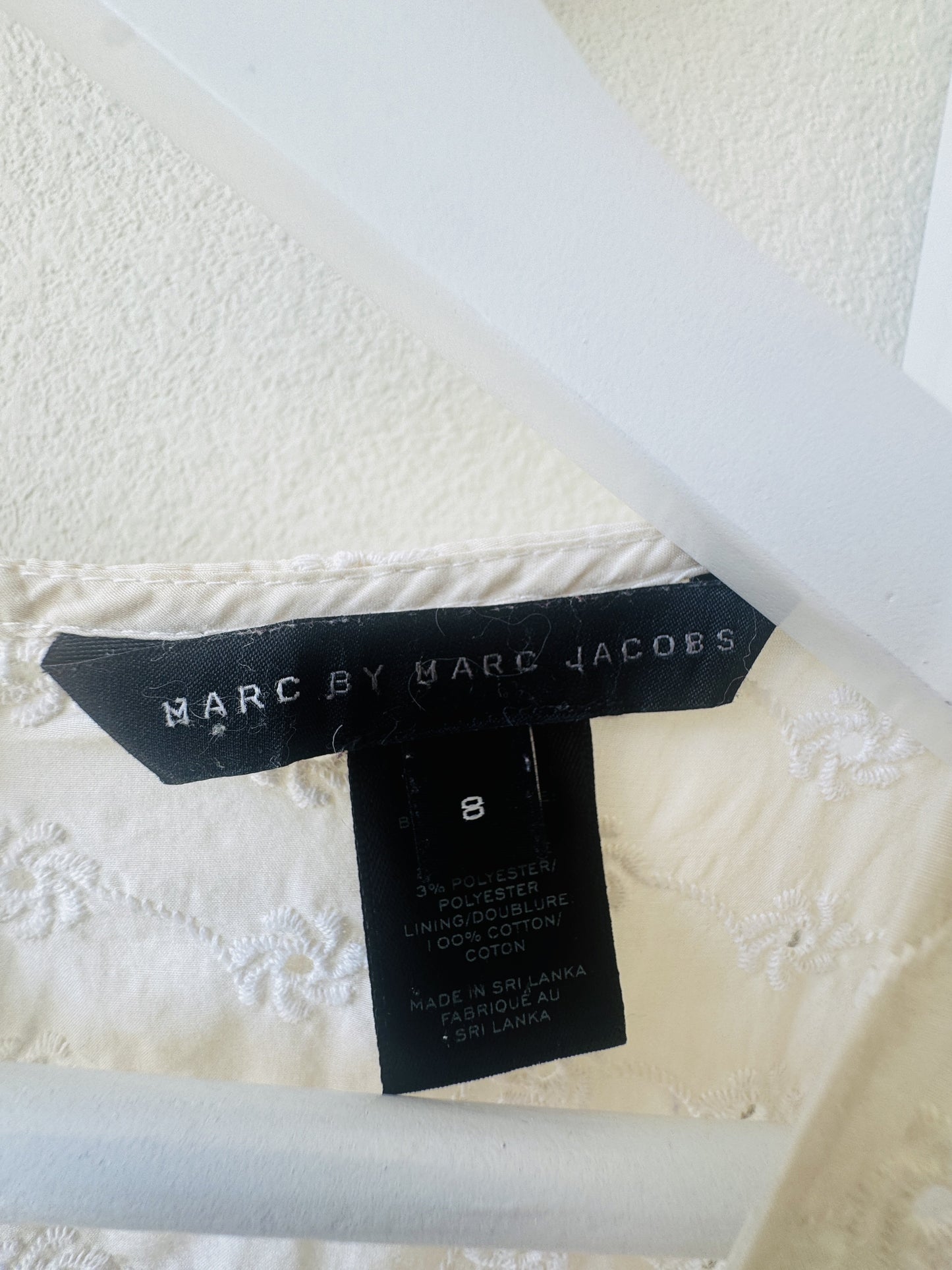 Marc by Marc Jacobs Cream Cotton Eyelet Tiered Dress Size 8