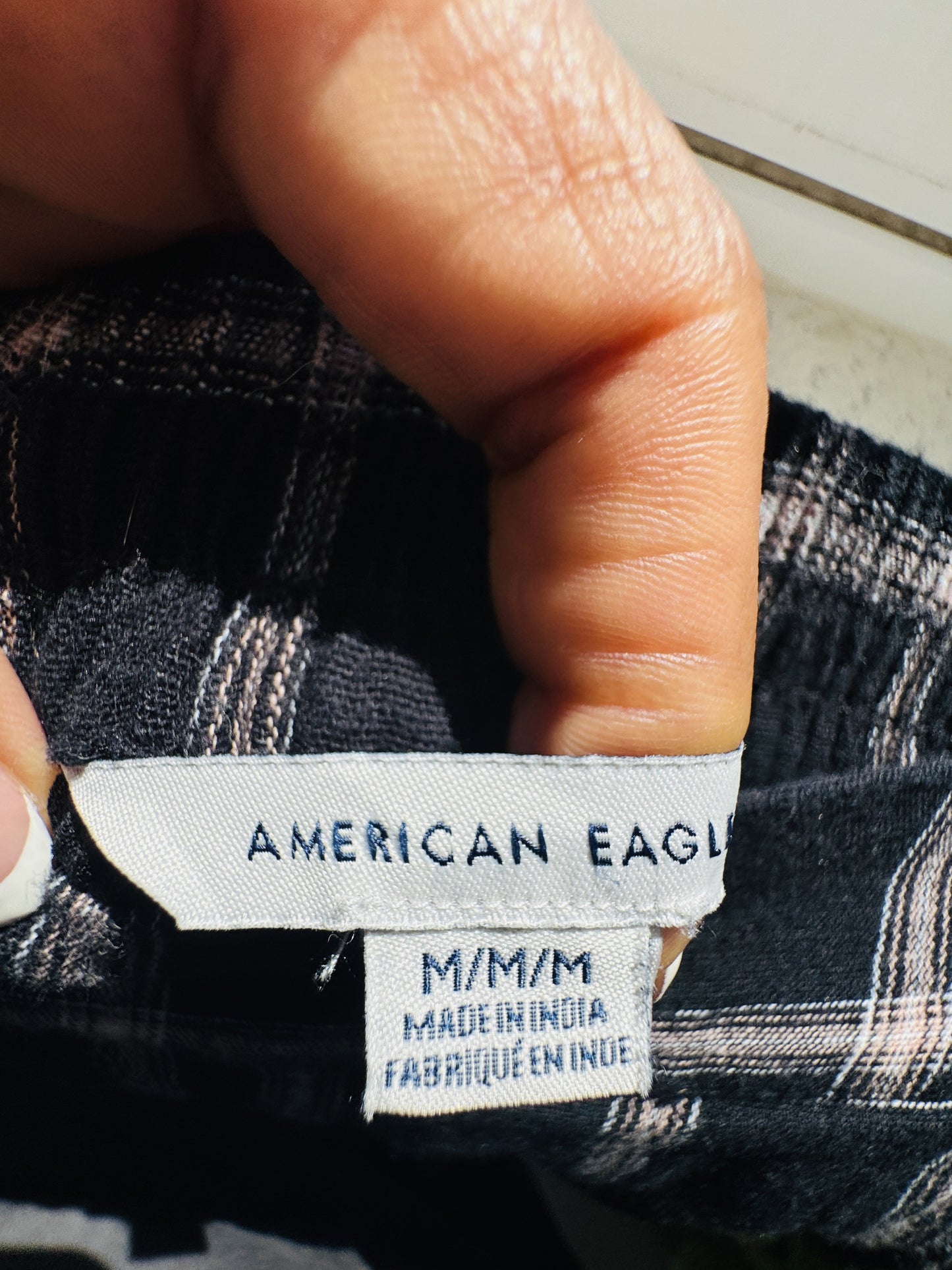 American Eagle Plaid High-Waisted Cotton Linen Shorts - Size M