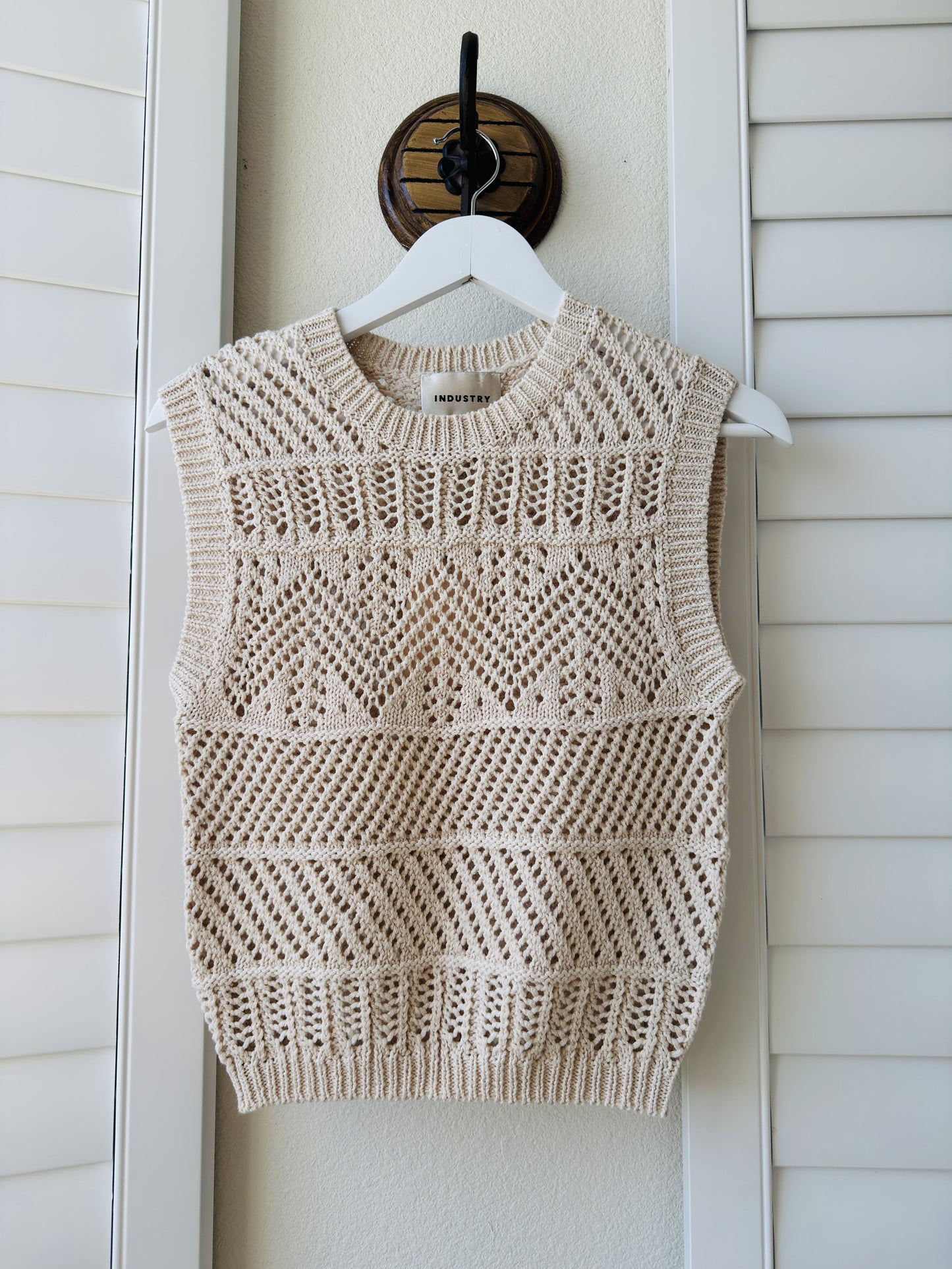 Industry Cream Open Knit Sweater Vest - Size S