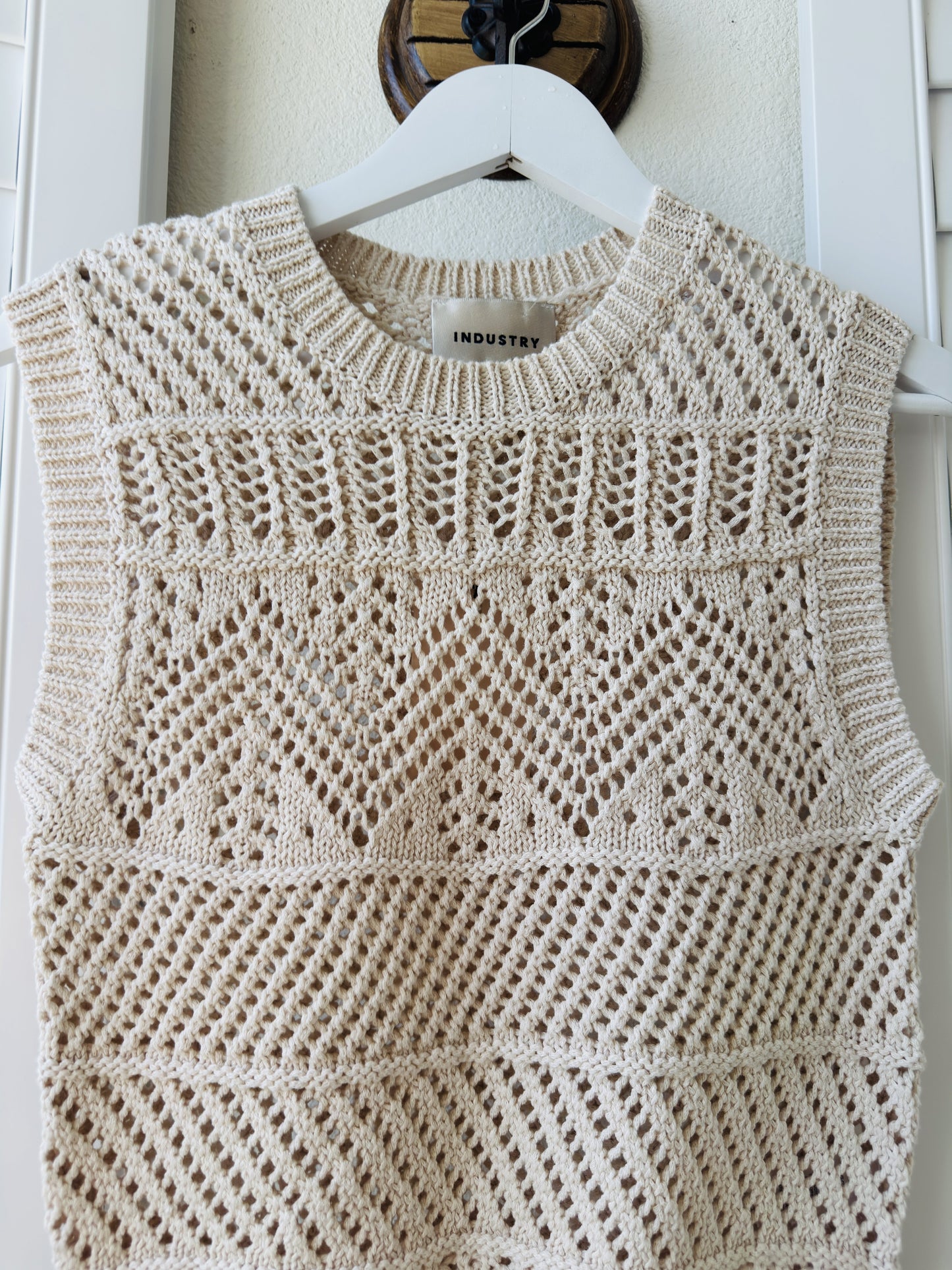 Industry Cream Open Knit Sweater Vest - Size S