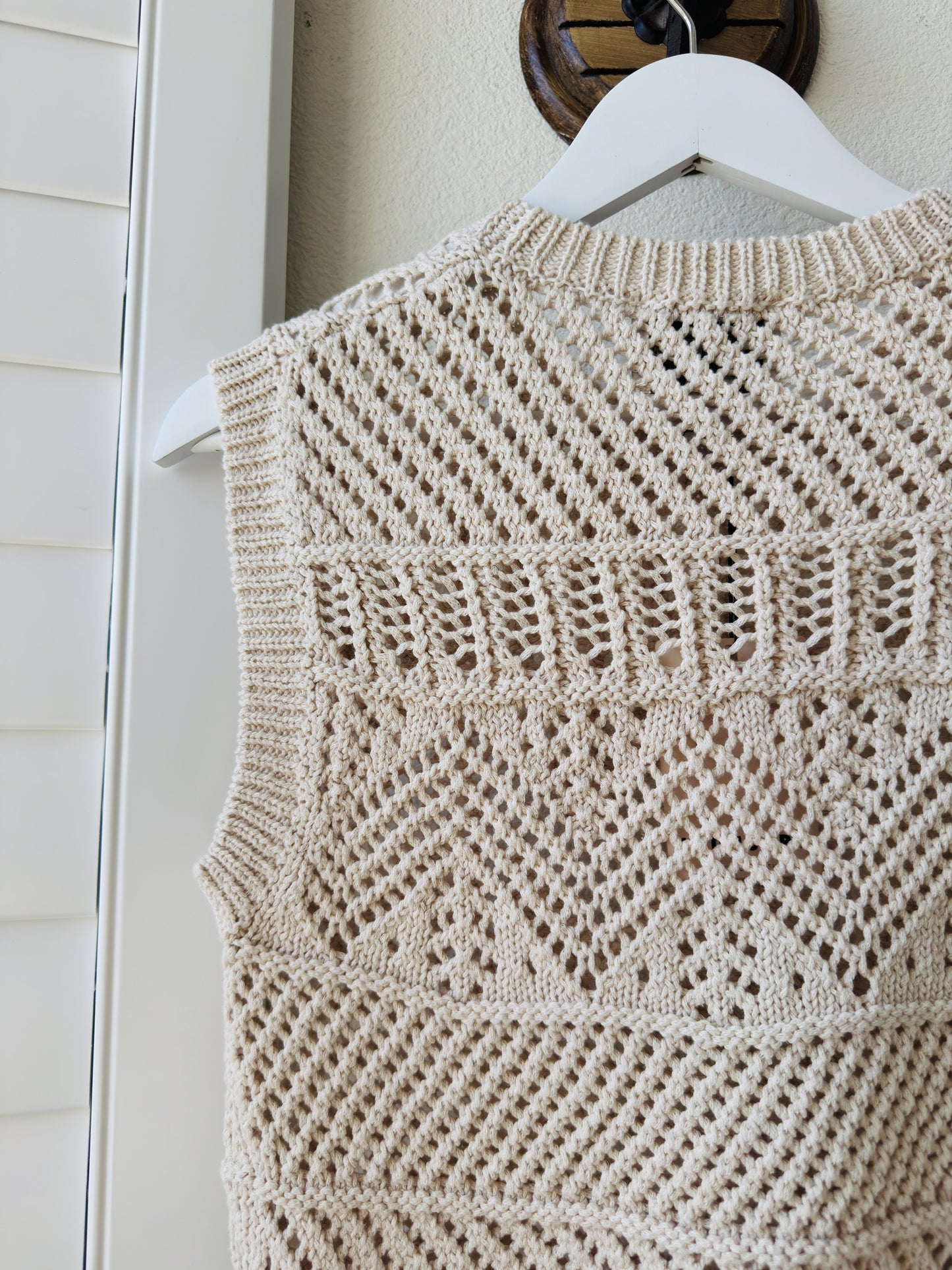 Industry Cream Open Knit Sweater Vest - Size S