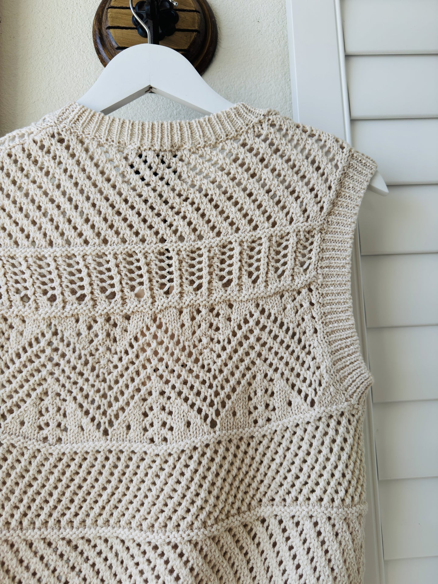 Industry Cream Open Knit Sweater Vest - Size S
