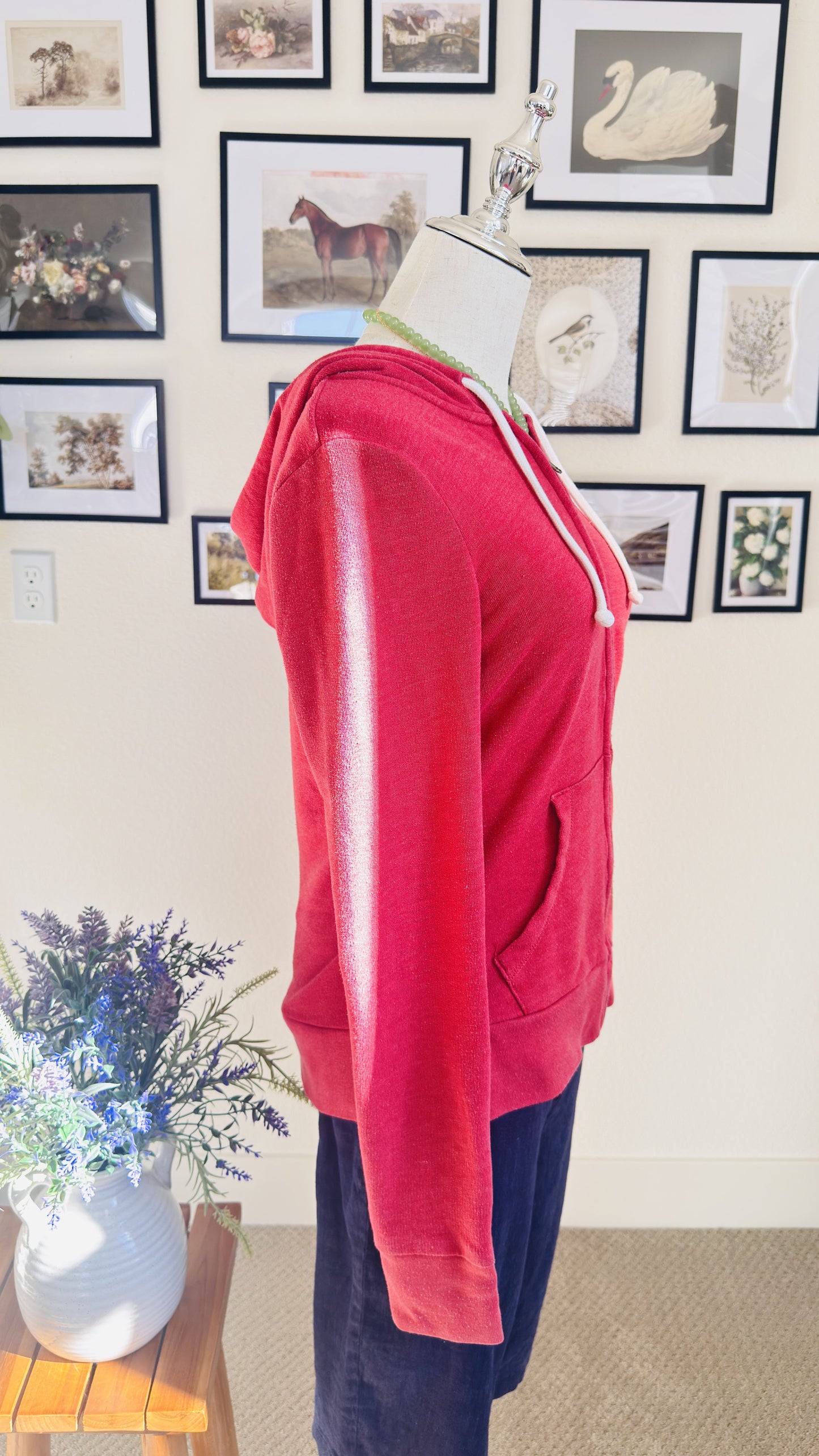 Abercrombie & Fitch Red Full-Zip Logo Hoodie - Size M