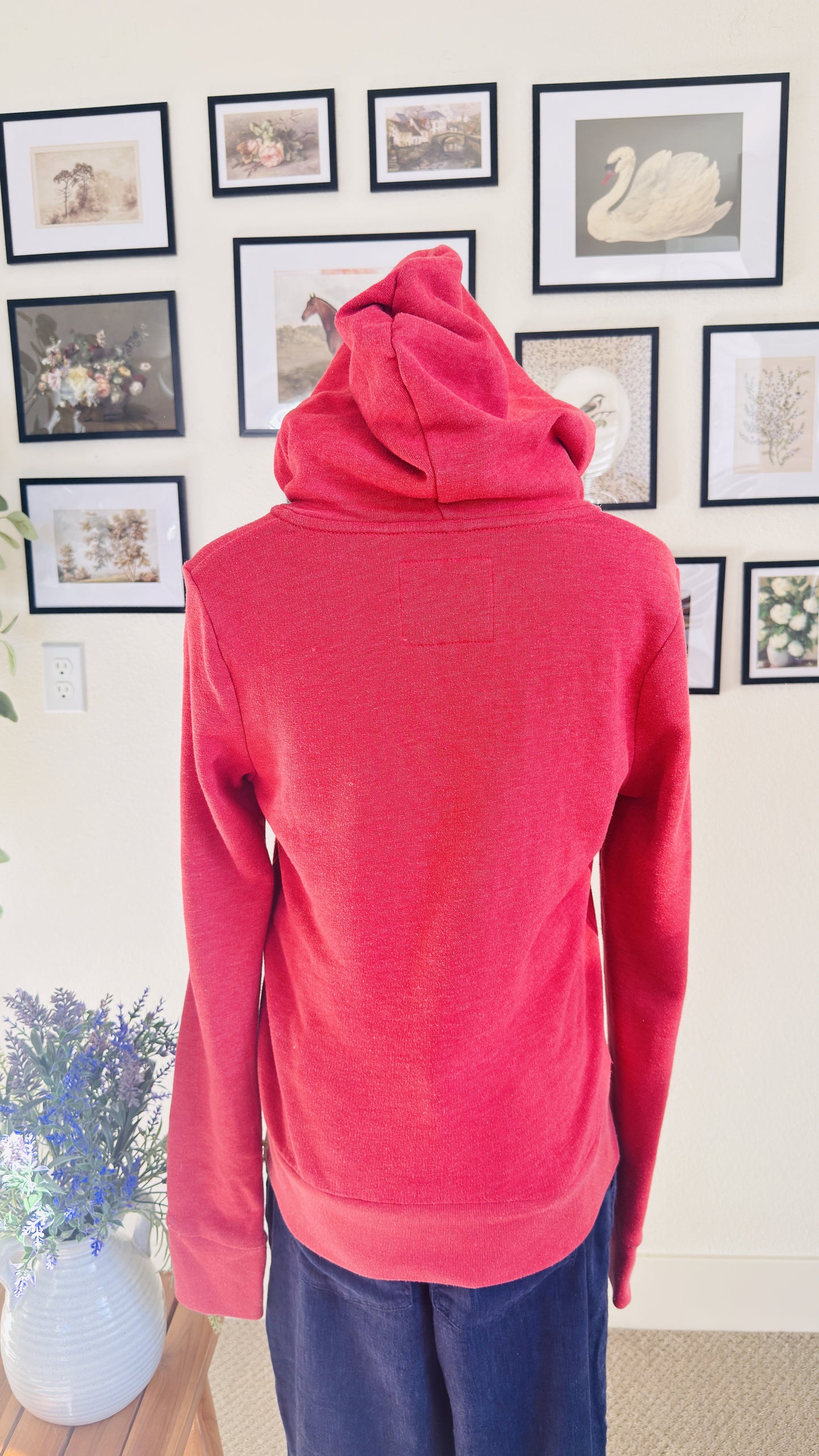 Abercrombie & Fitch Red Full-Zip Logo Hoodie - Size M