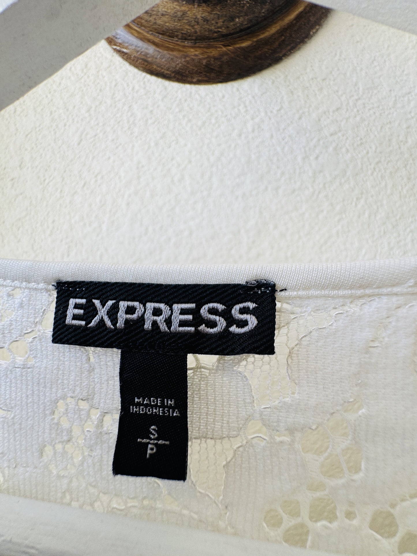 Express White Lace Cold-Shoulder Ruffle Top - Size S