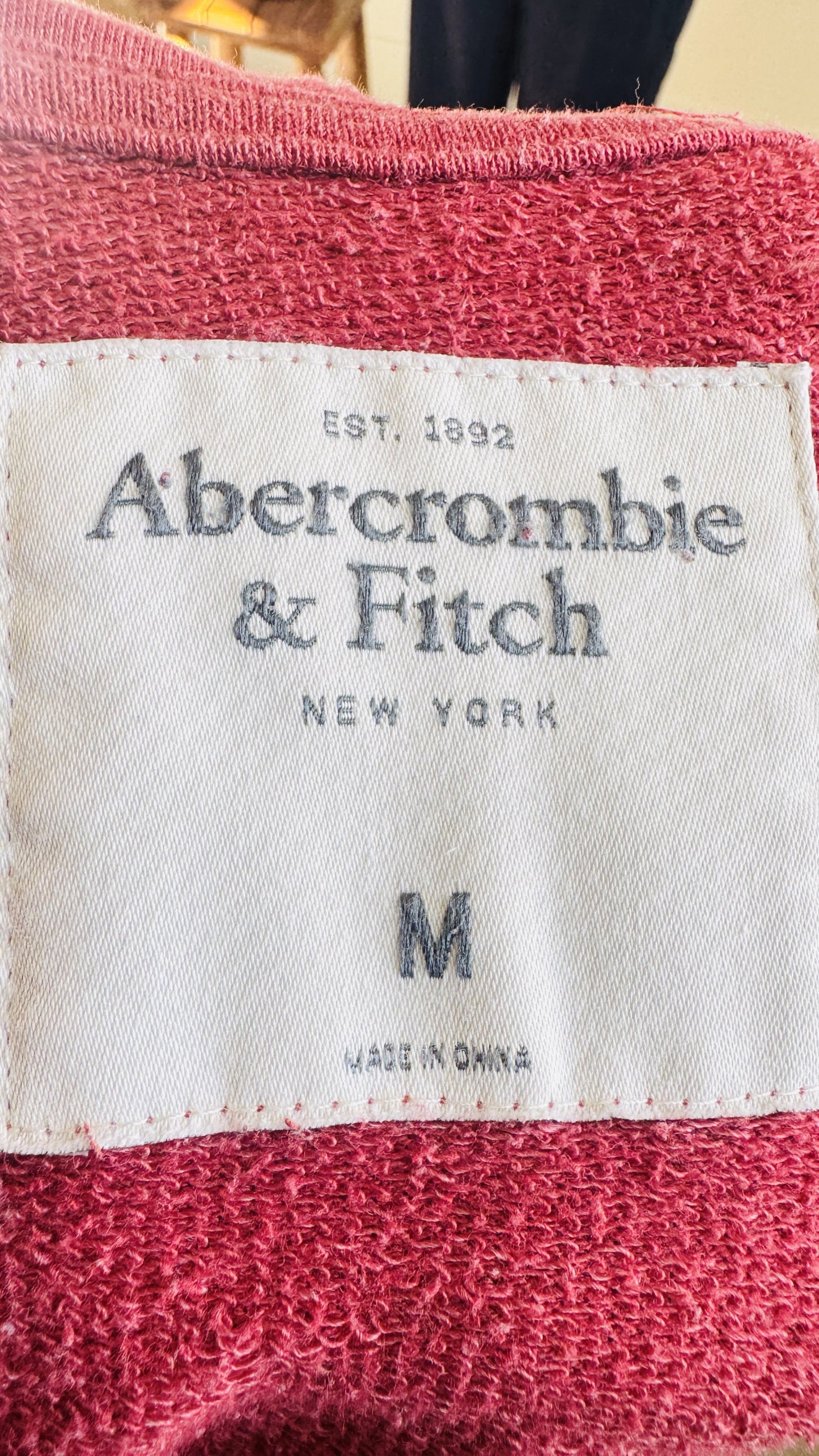 Abercrombie & Fitch Red Full-Zip Logo Hoodie - Size M