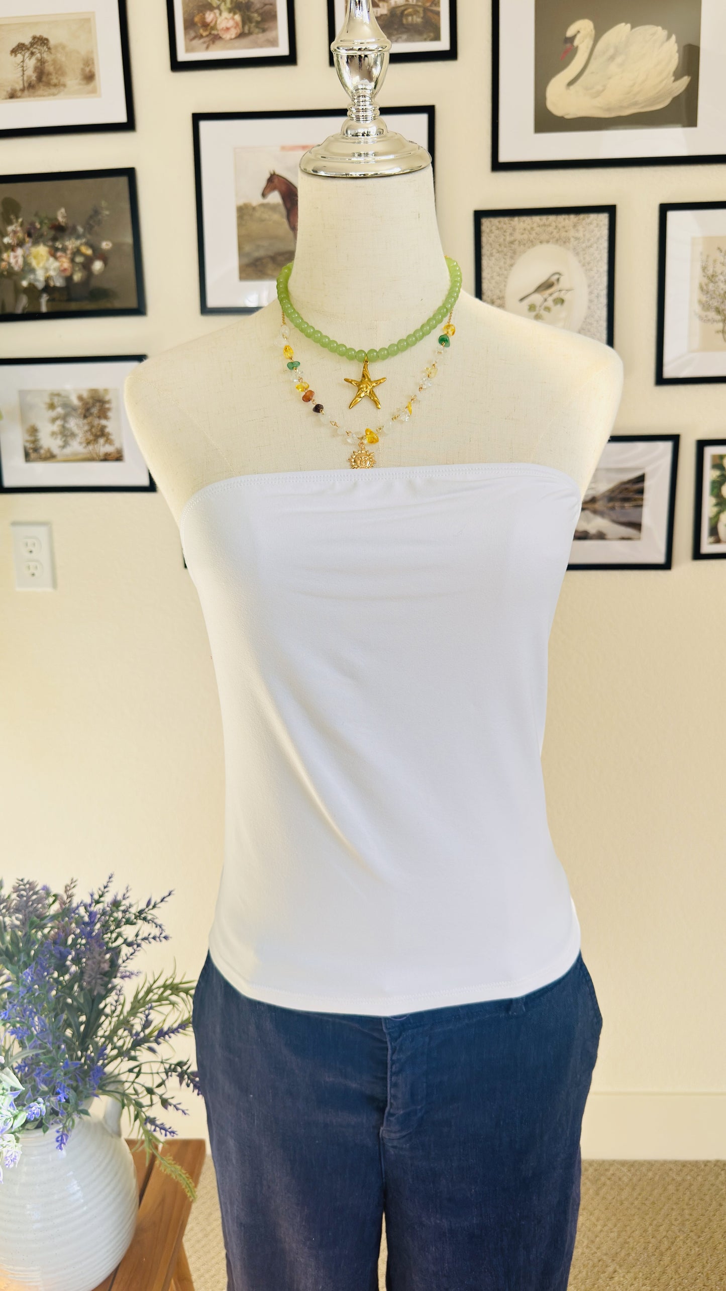 Trendy Queen White Strapless Tube Top - Size M