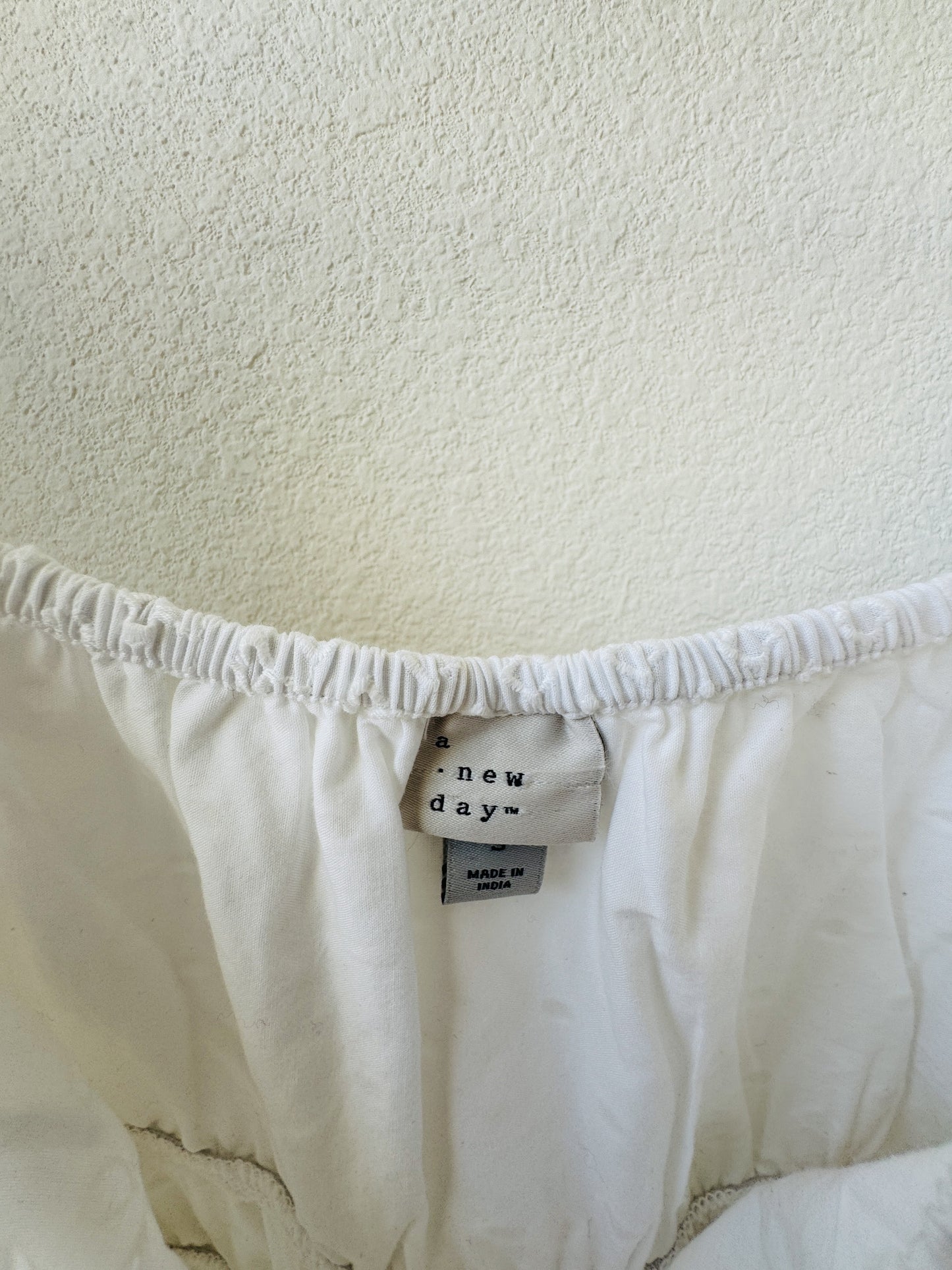 A New Day White Eyelet Puff Sleeve Peplum Top Size S