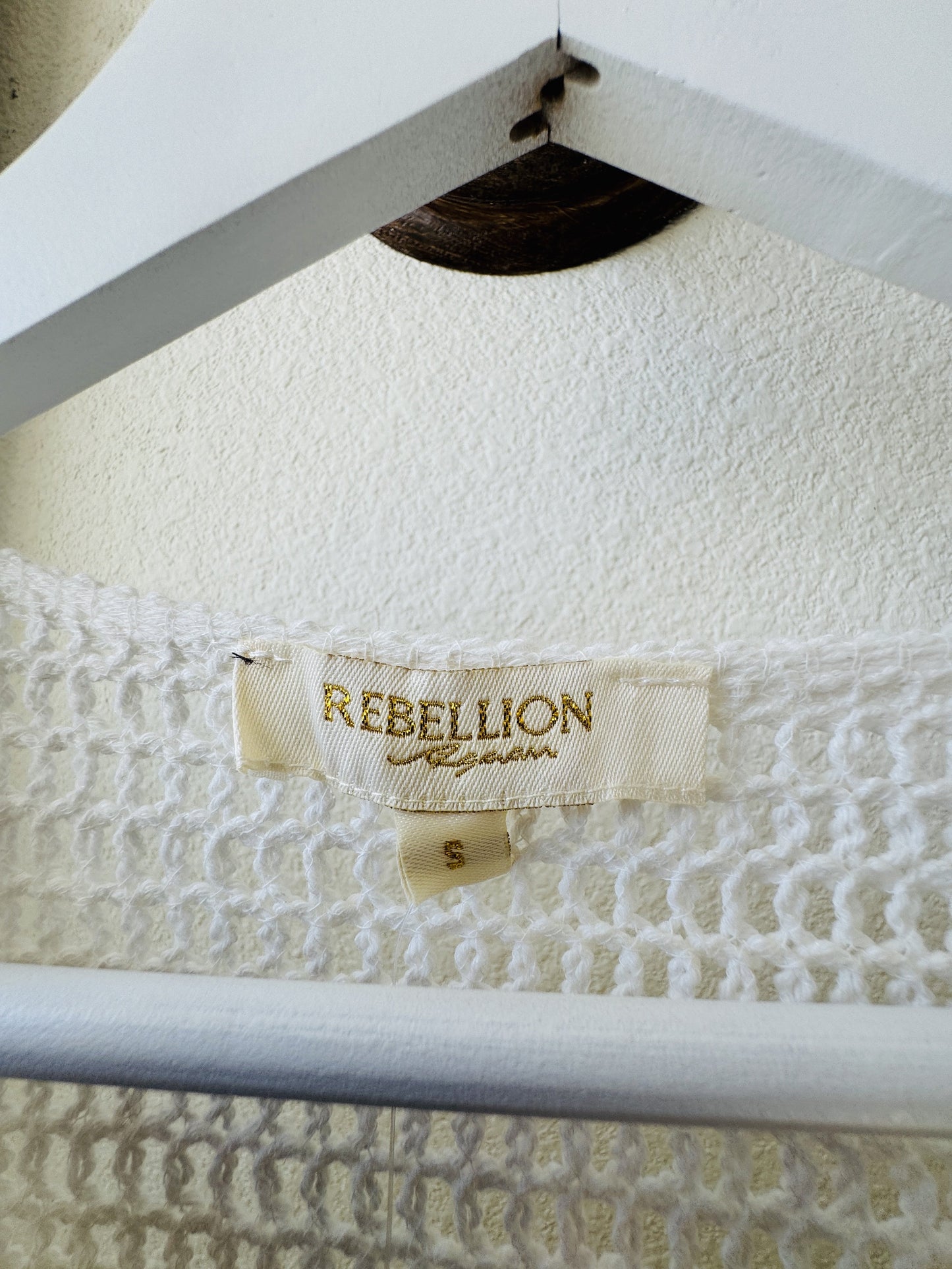 Rebellion Again White Crochet Cropped Cardigan - Size S