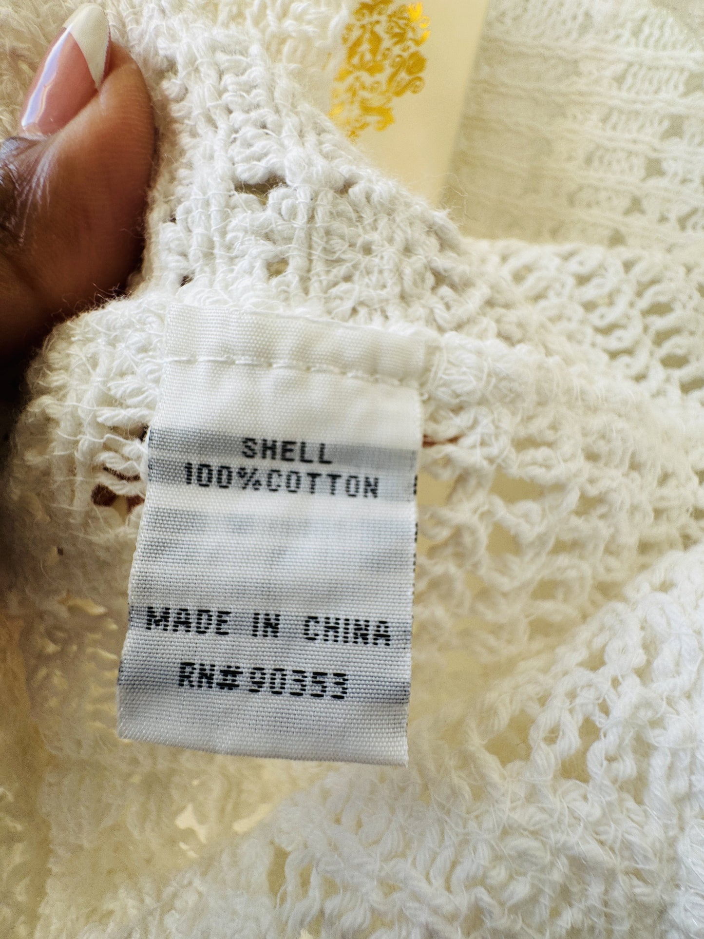 Rebellion Again White Crochet Cropped Cardigan - Size S