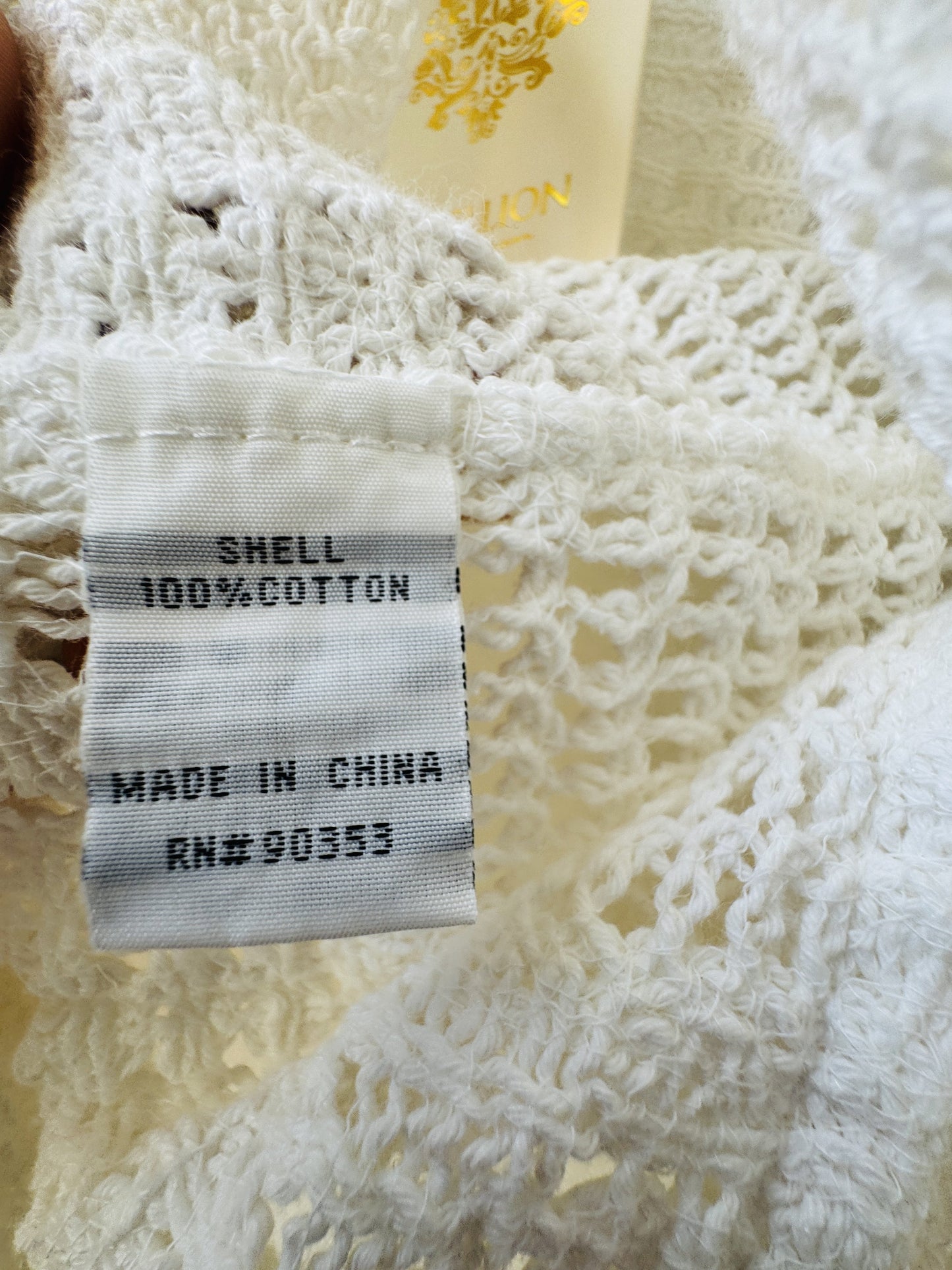 Rebellion Again White Crochet Cropped Cardigan - Size S