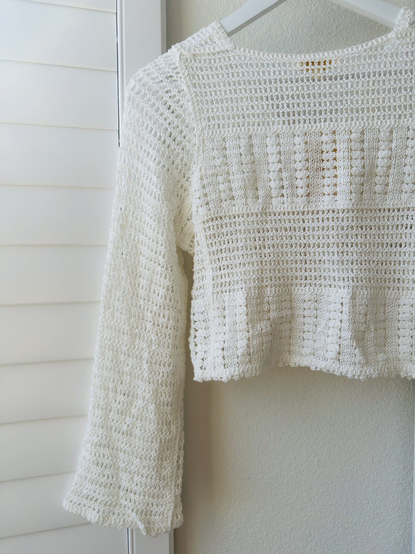 Rebellion Again White Crochet Cropped Cardigan - Size S