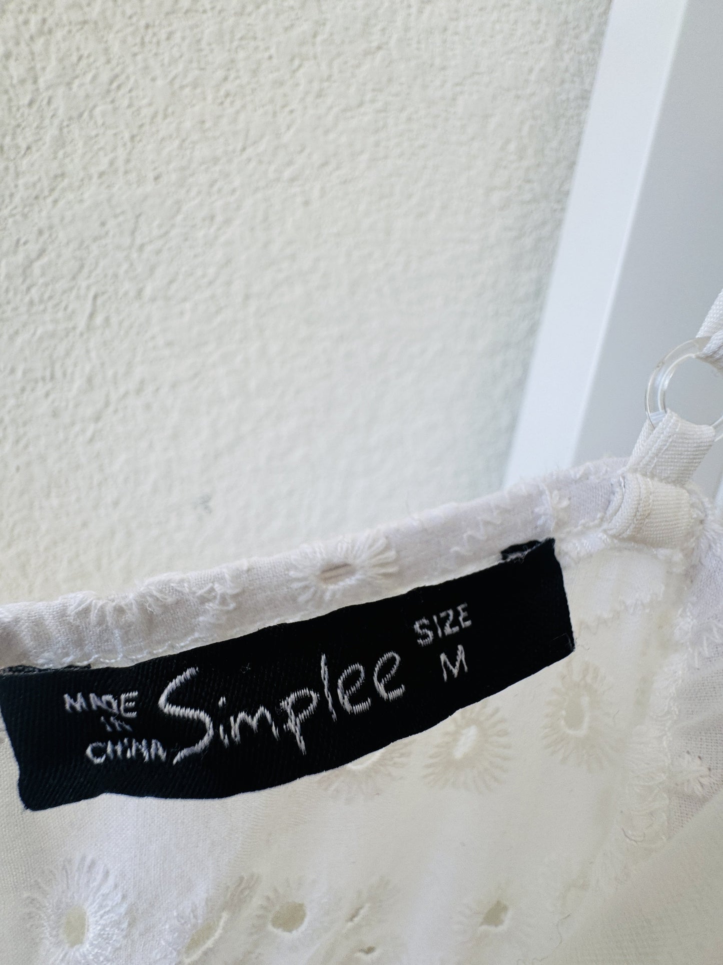 Simplee White Cotton Eyelet Maxi Dress - Size M