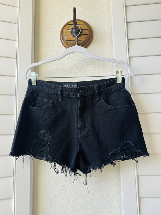 Current Mood Black Distressed Denim Shorts Size S
