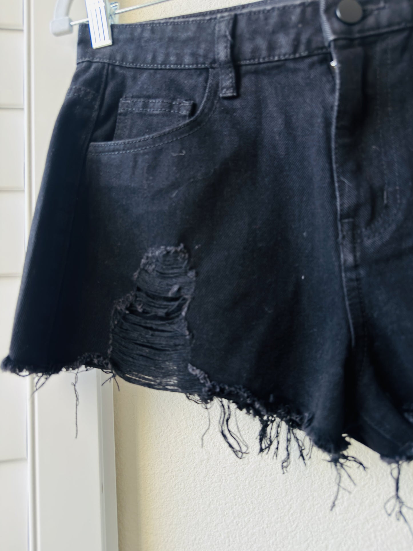 Current Mood Black Distressed Denim Shorts Size S