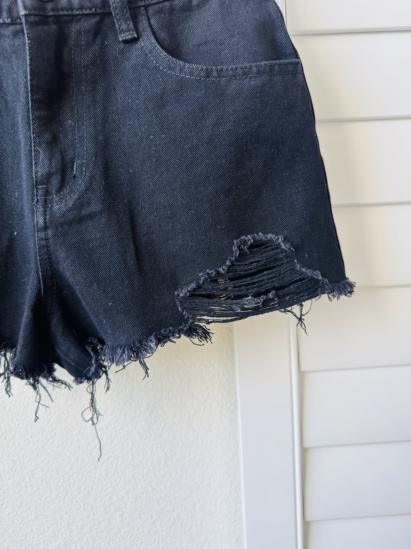 Current Mood Black Distressed Denim Shorts Size S