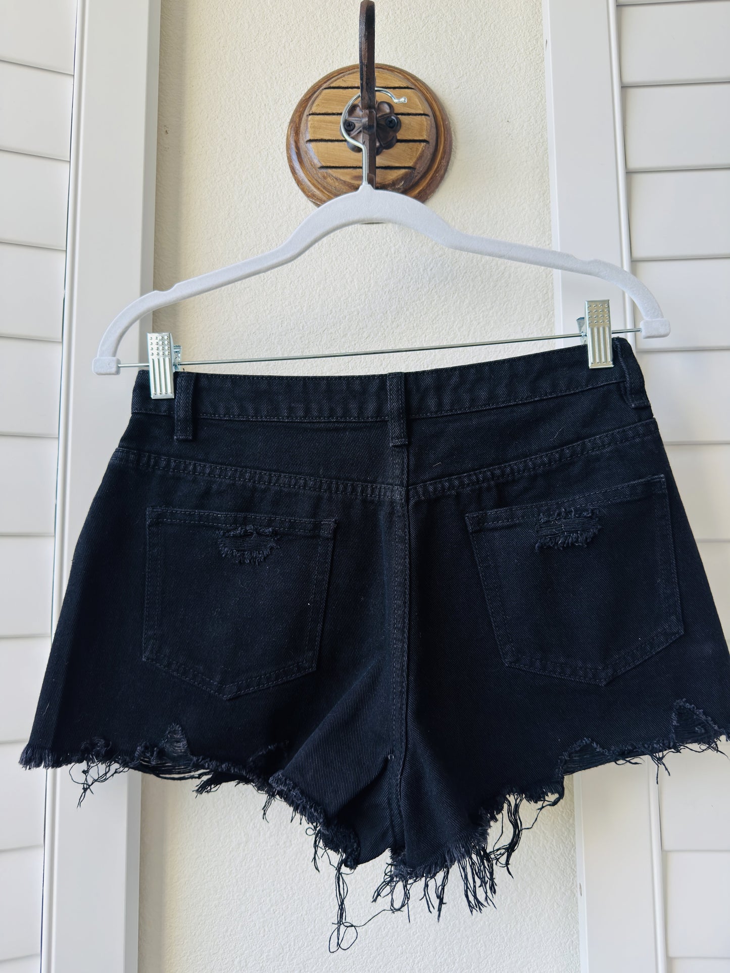 Current Mood Black Distressed Denim Shorts Size S