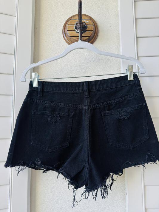 Current Mood Black Distressed Denim Shorts Size S