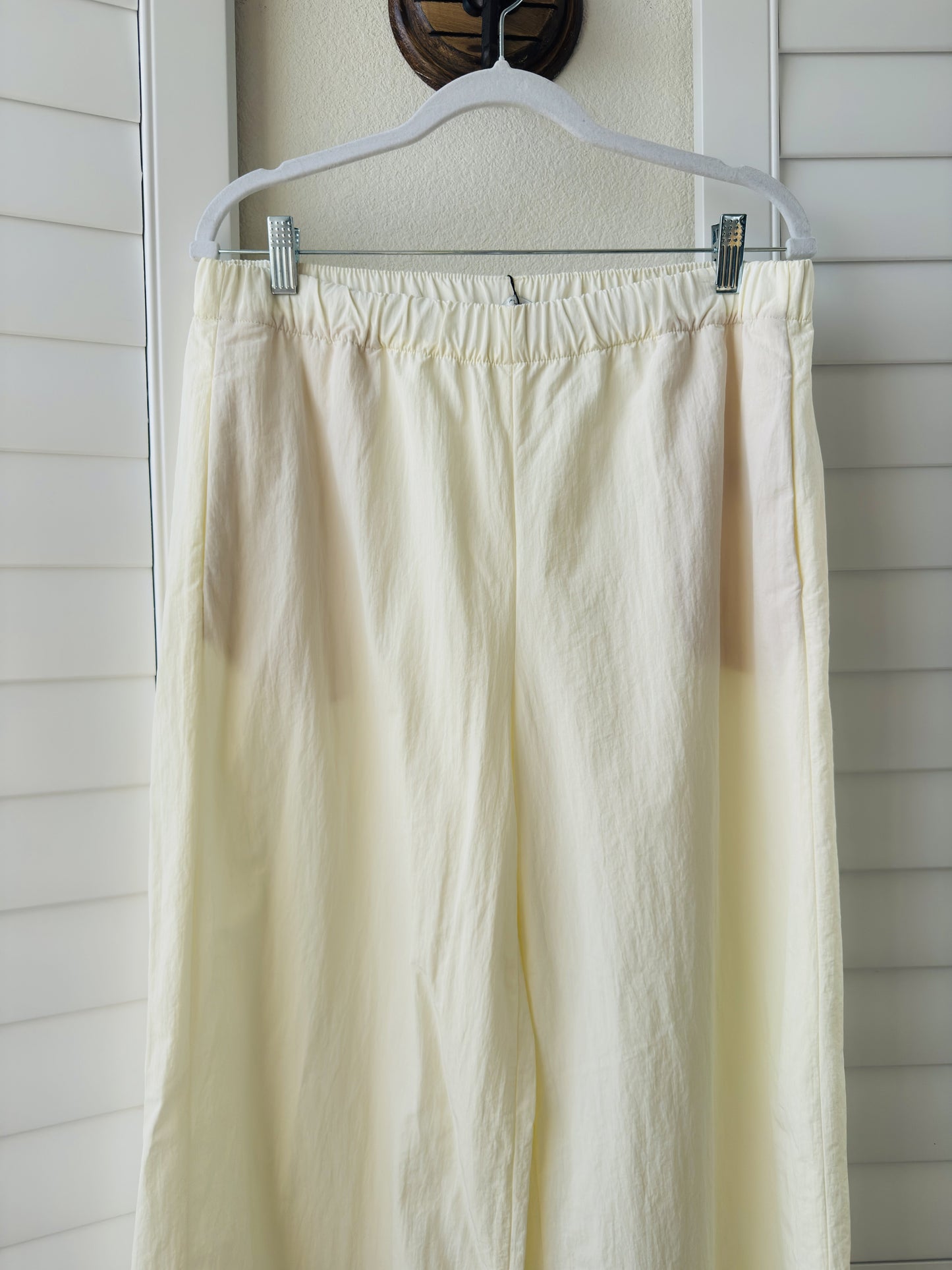 Zara Pale Yellow Wide-Leg Elastic Waist Pants - Size M