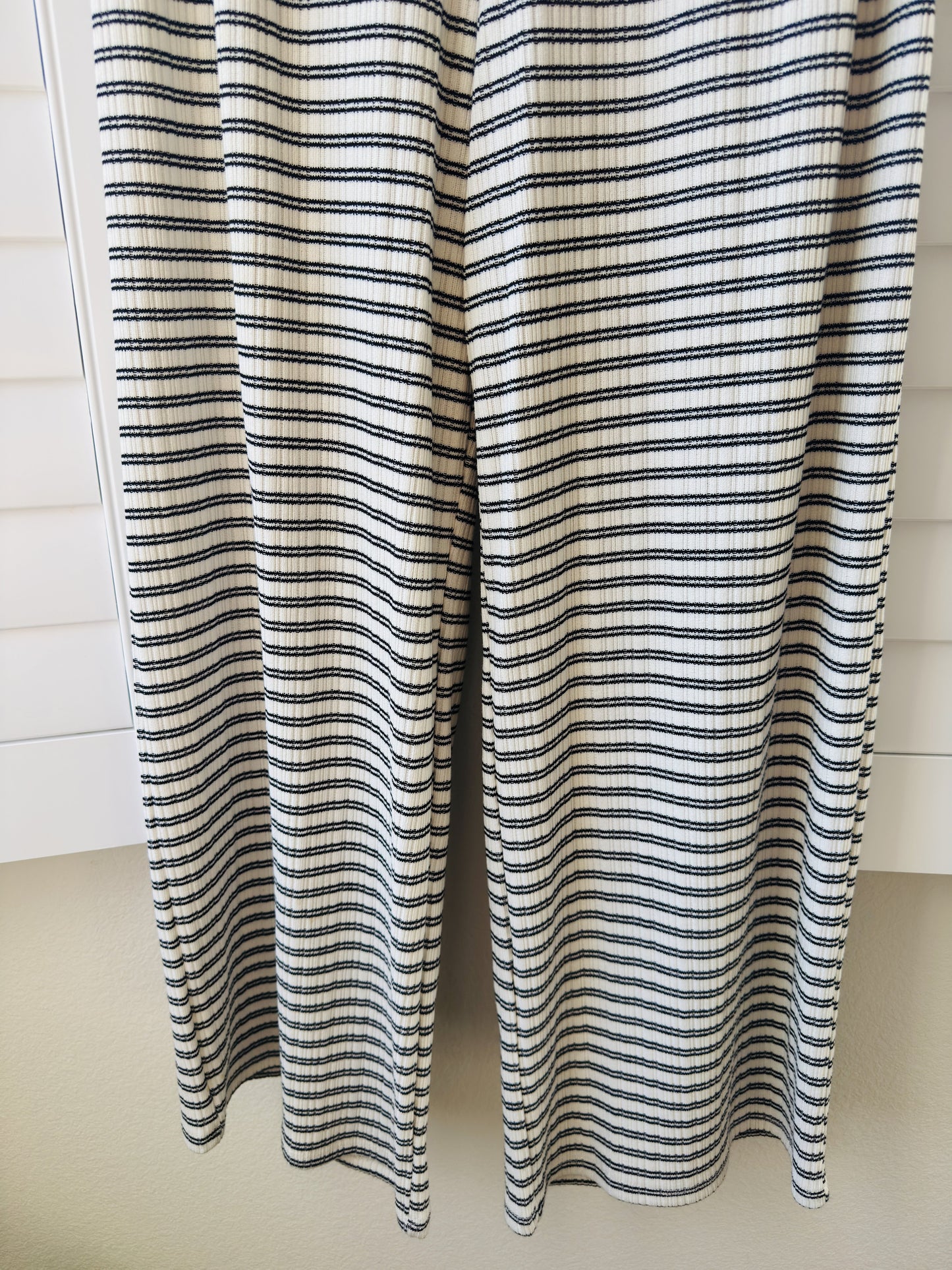 Divided Black and White Striped Ribbed Wide-Leg Pants - Size S