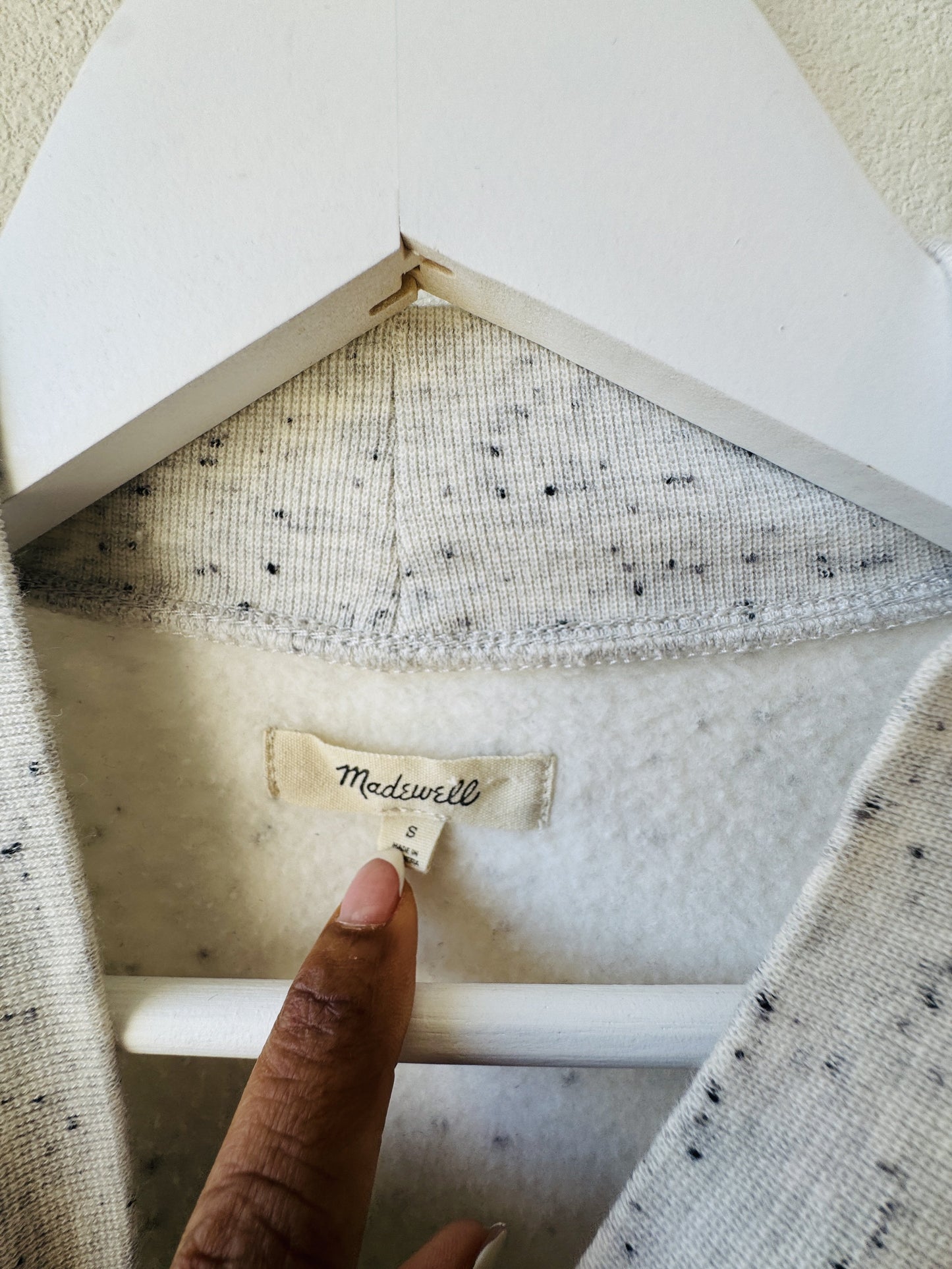 Madewell Speckled Overlap V-Neck Sweatshirt - Size S