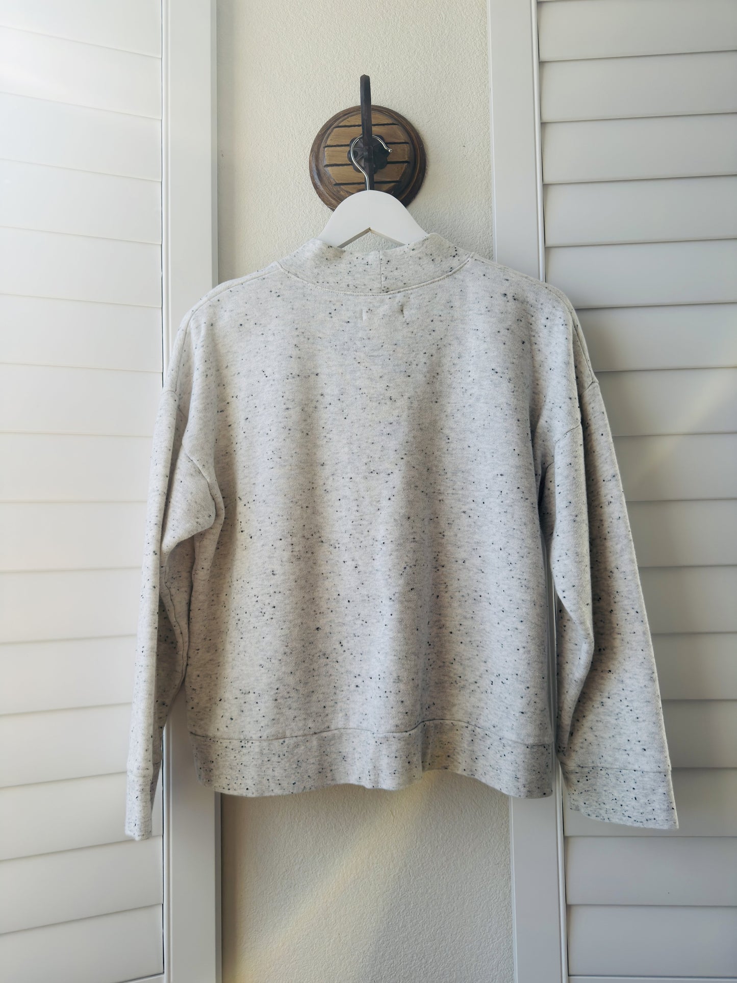 Madewell Speckled Overlap V-Neck Sweatshirt - Size S