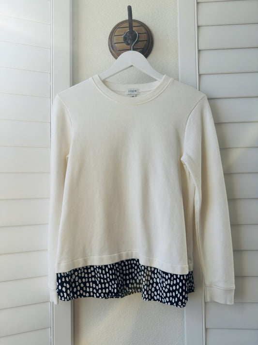 J.Crew Polka Dot Layered Mixed Media Sweatshirt - Size XS
