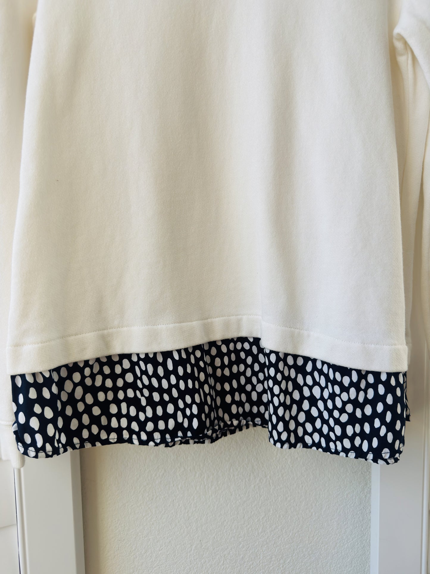 J.Crew Polka Dot Layered Mixed Media Sweatshirt - Size XS