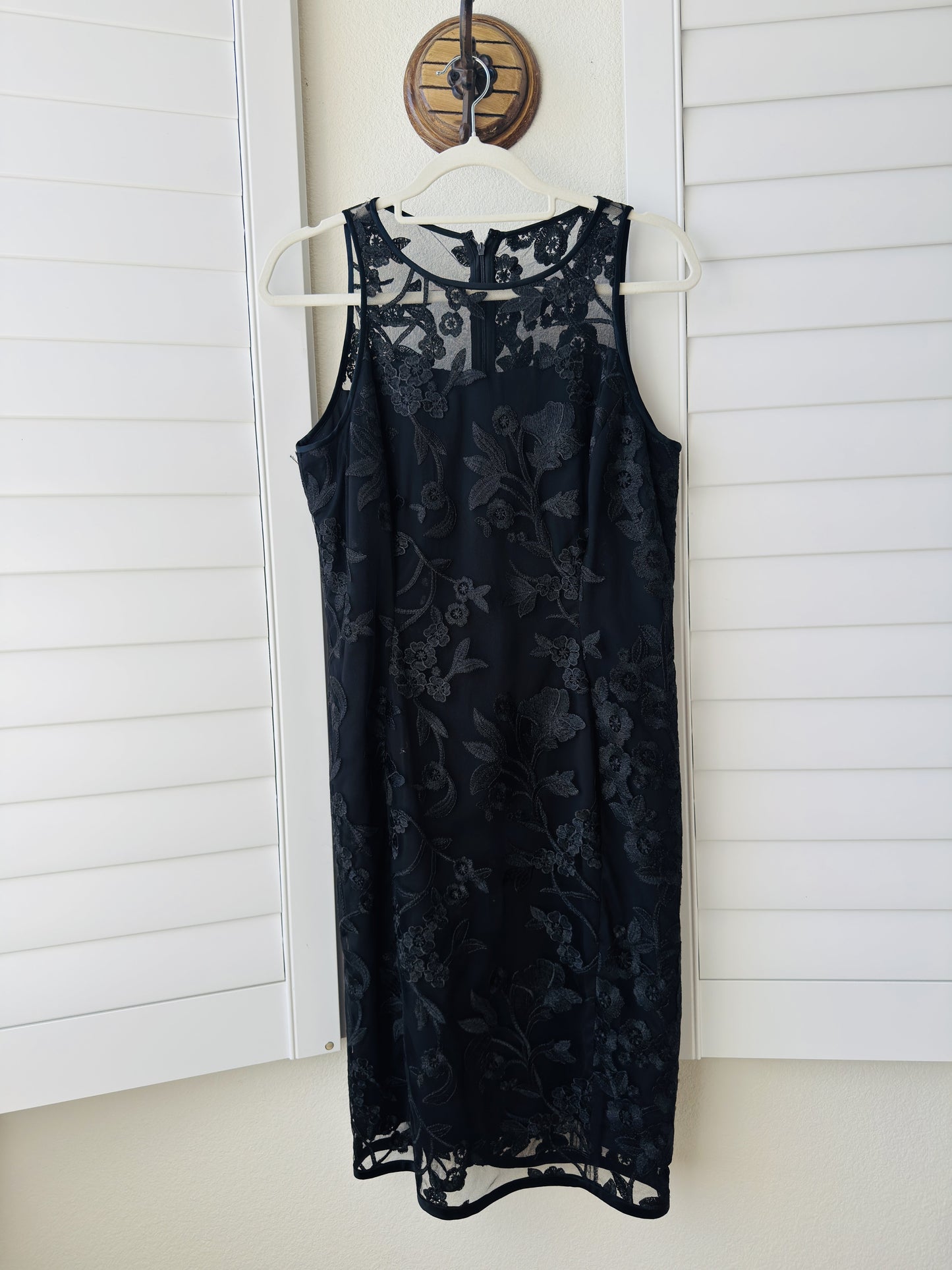 Etcetera Black Embroidered Lace Illusion Dress - Size 8