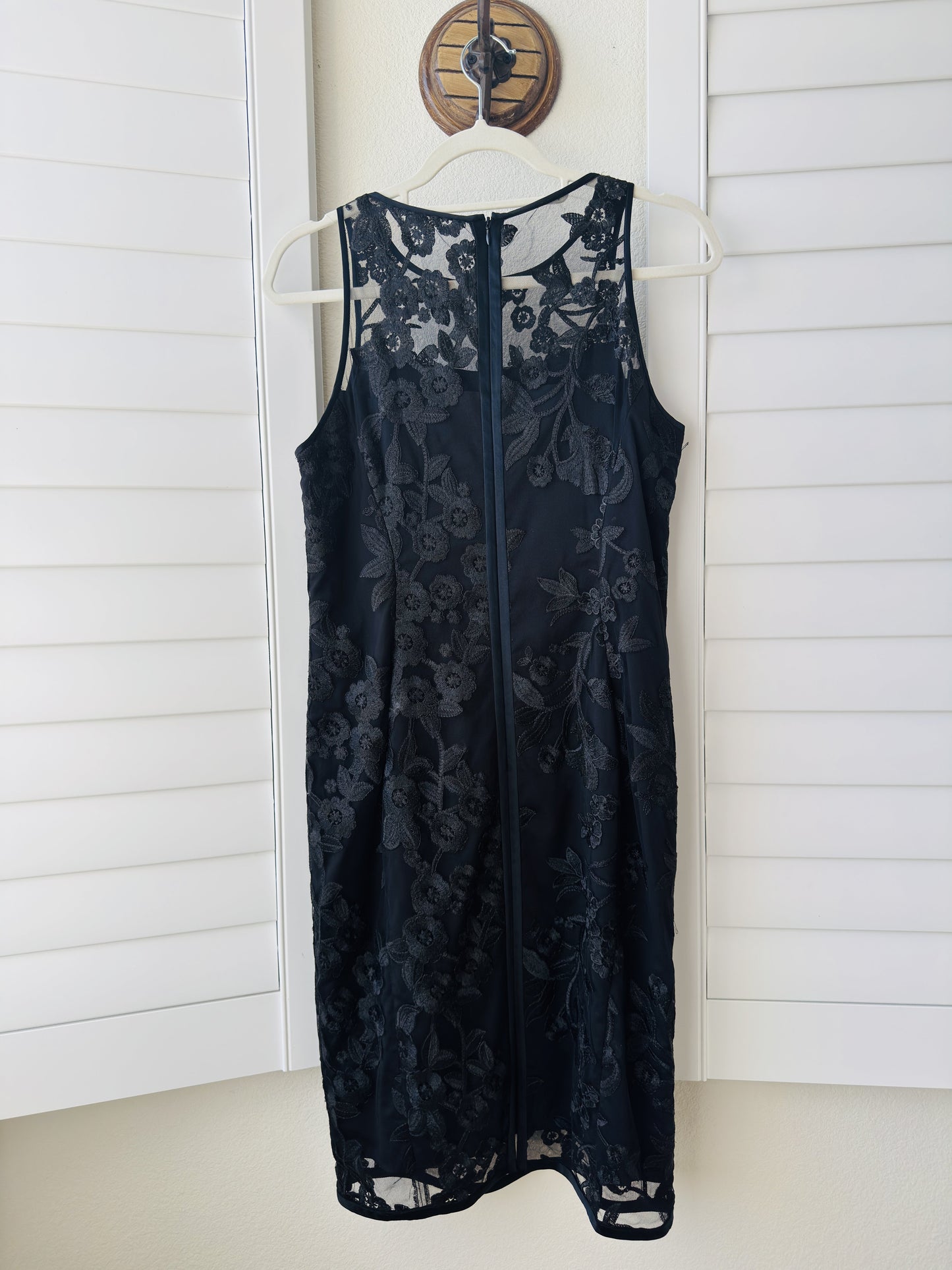 Etcetera Black Embroidered Lace Illusion Dress - Size 8