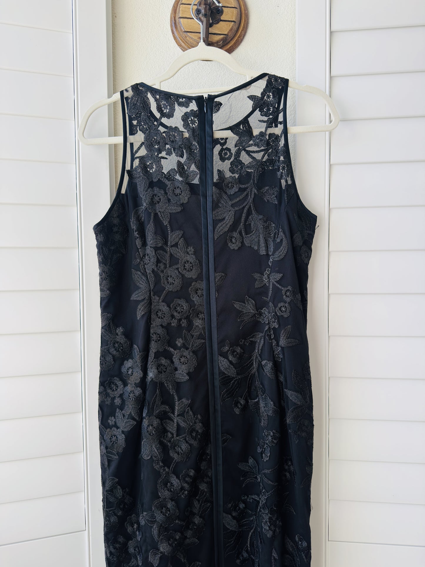 Etcetera Black Embroidered Lace Illusion Dress - Size 8