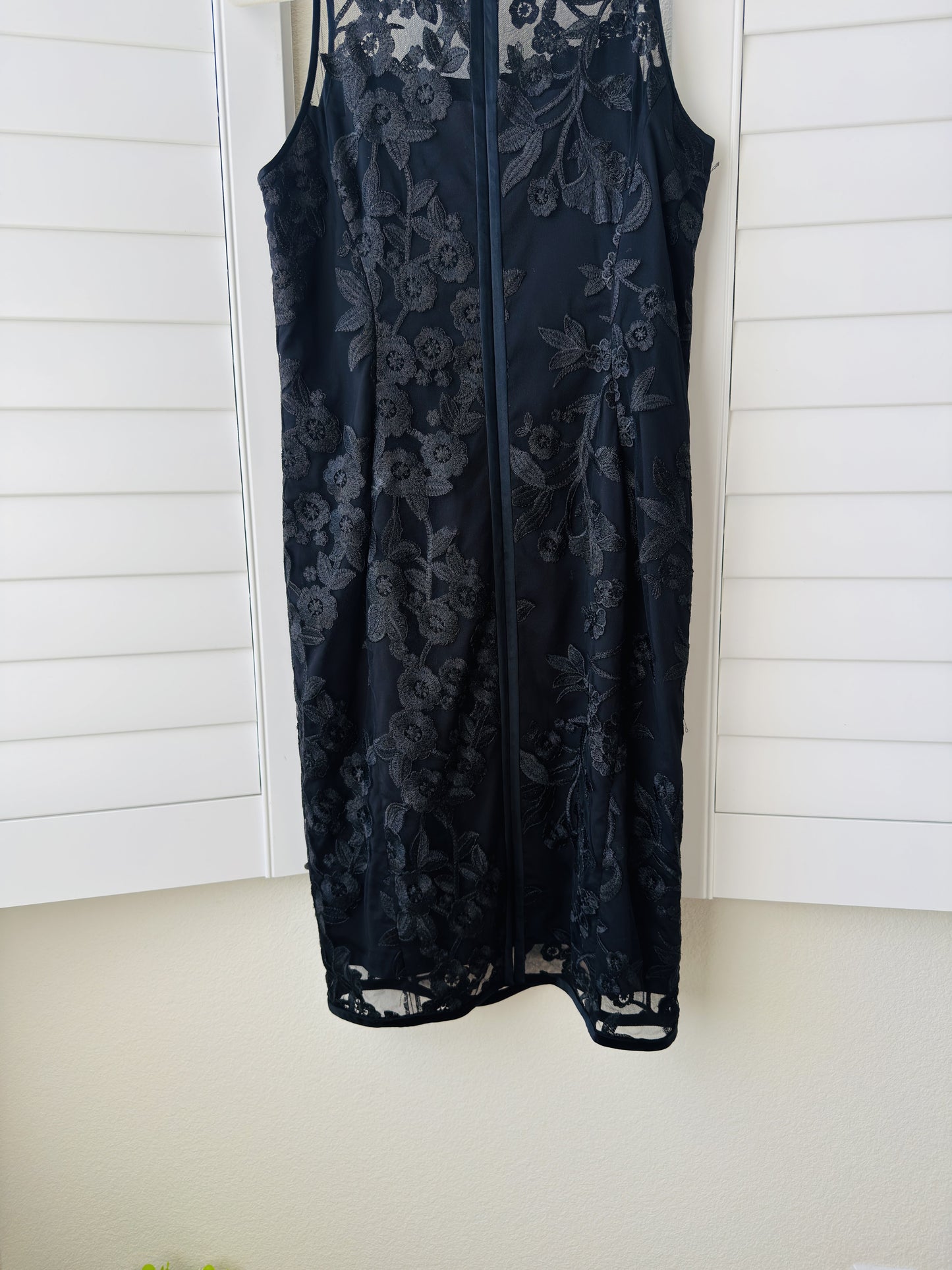 Etcetera Black Embroidered Lace Illusion Dress - Size 8